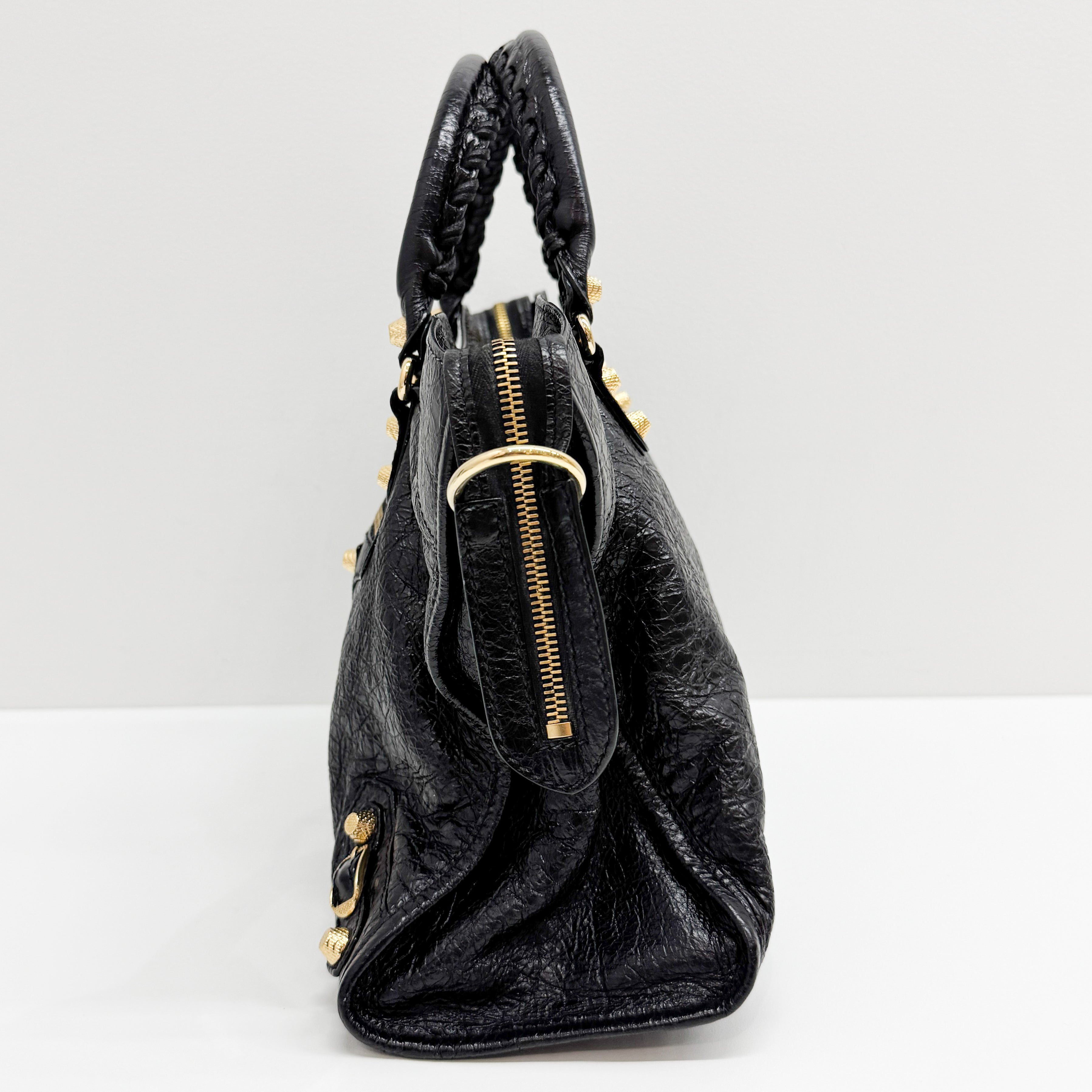 The City Black Calfskin Leather Two Way Bag
