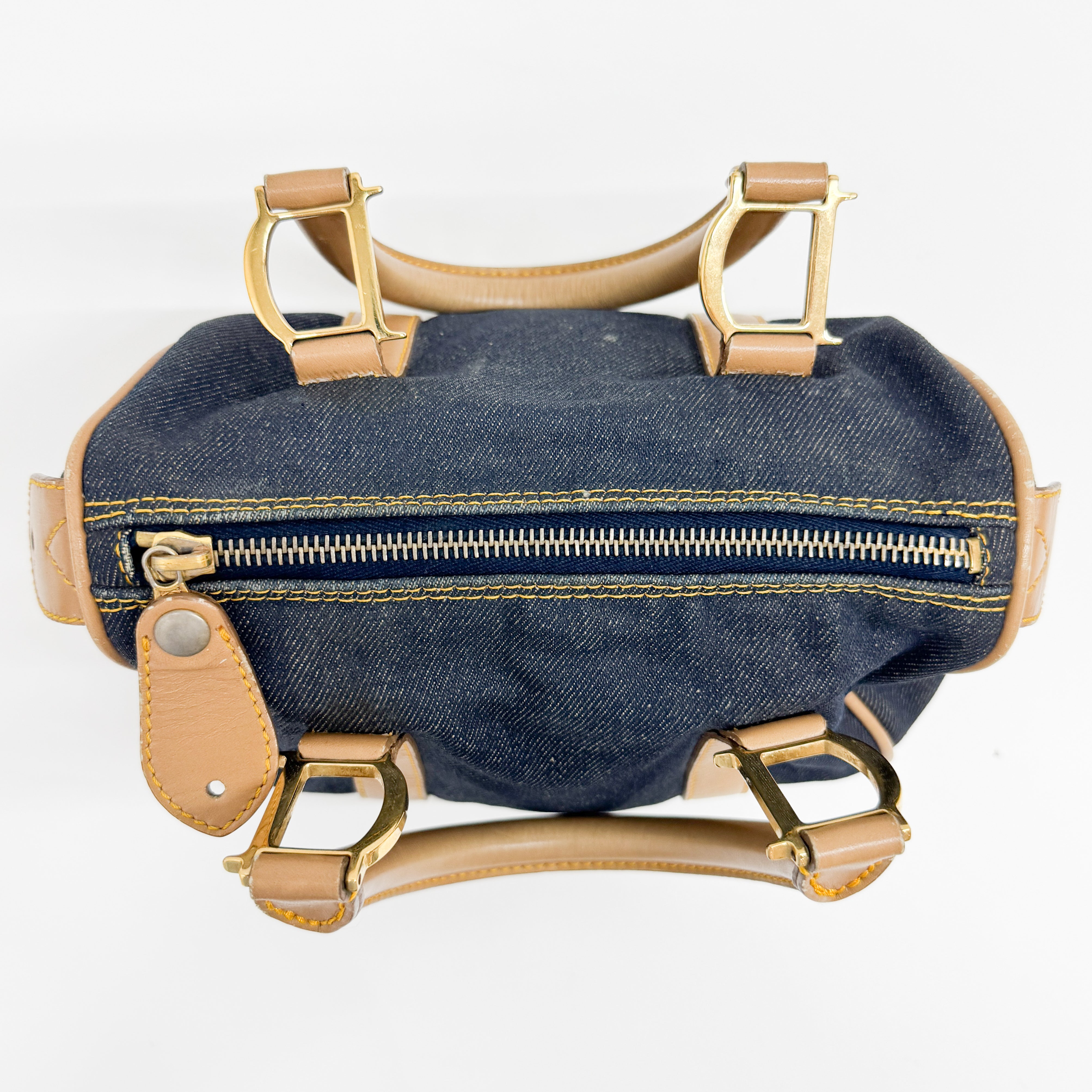 Mini Boston Blue Denim Hand Bag