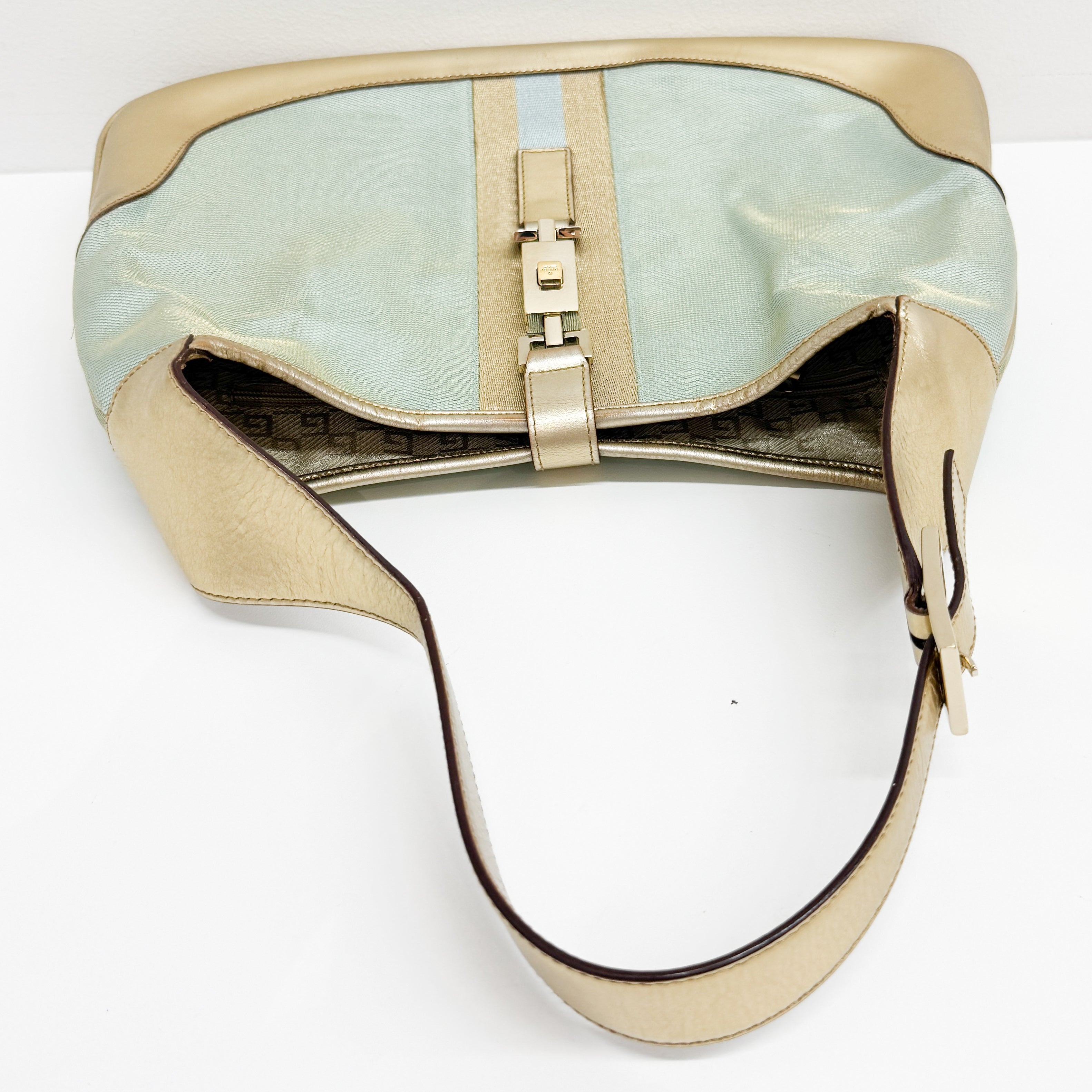 Jackie Blue & Gold Canvas Shoulder Bag