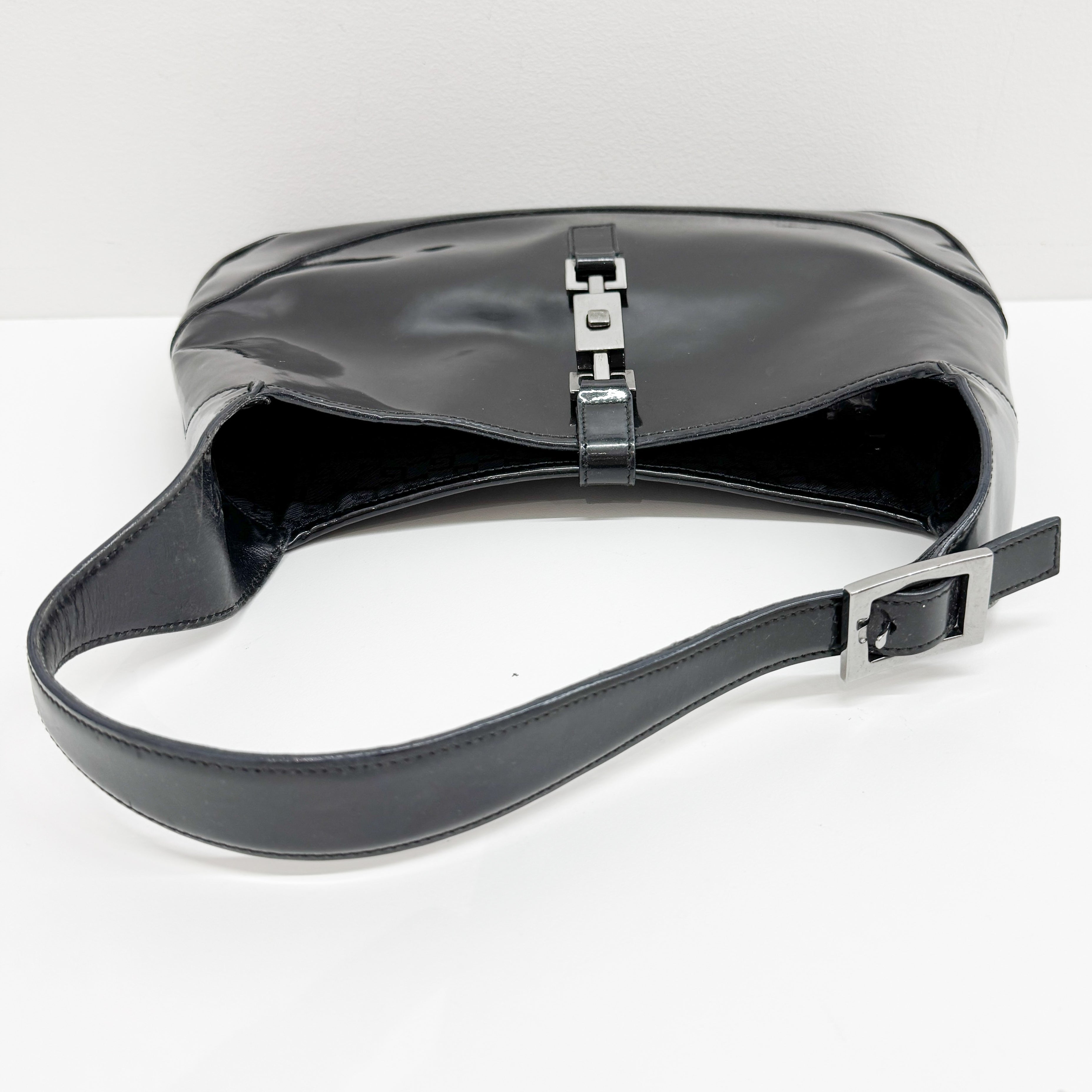 Jackie Black Patent Leather Shoulder Bag