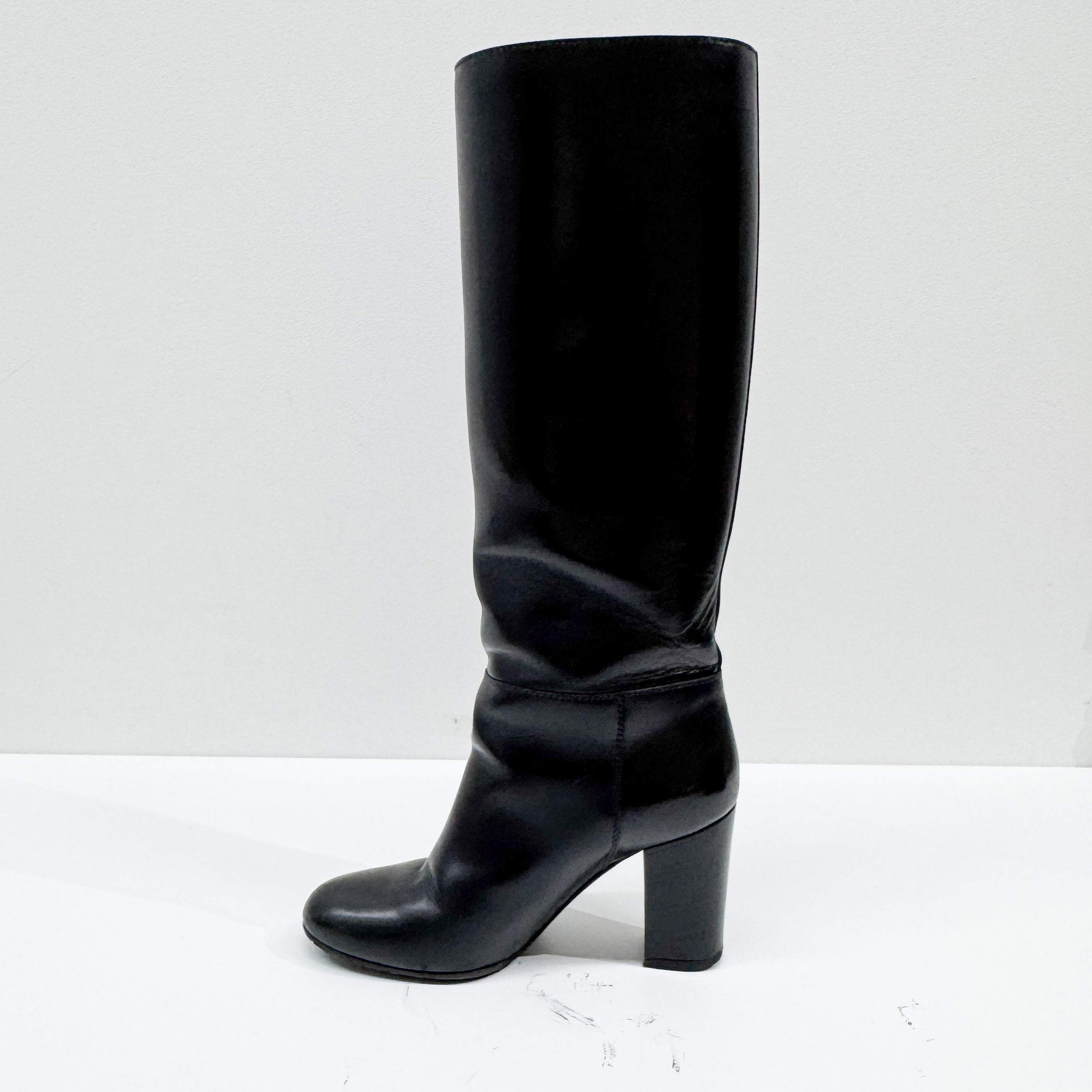 Size 38 EU Black Leather Long Boots