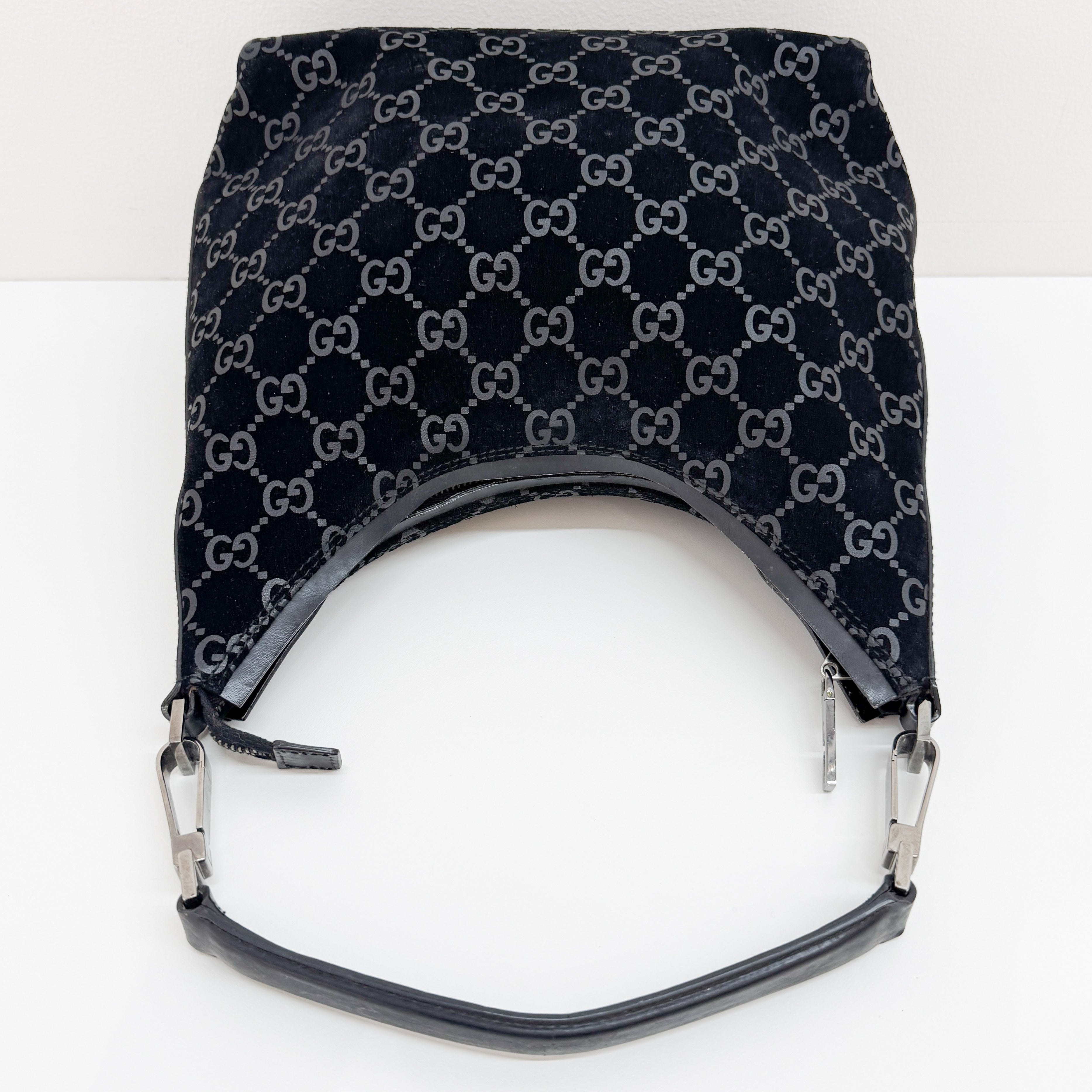 GG Black Suede Hobo Bag