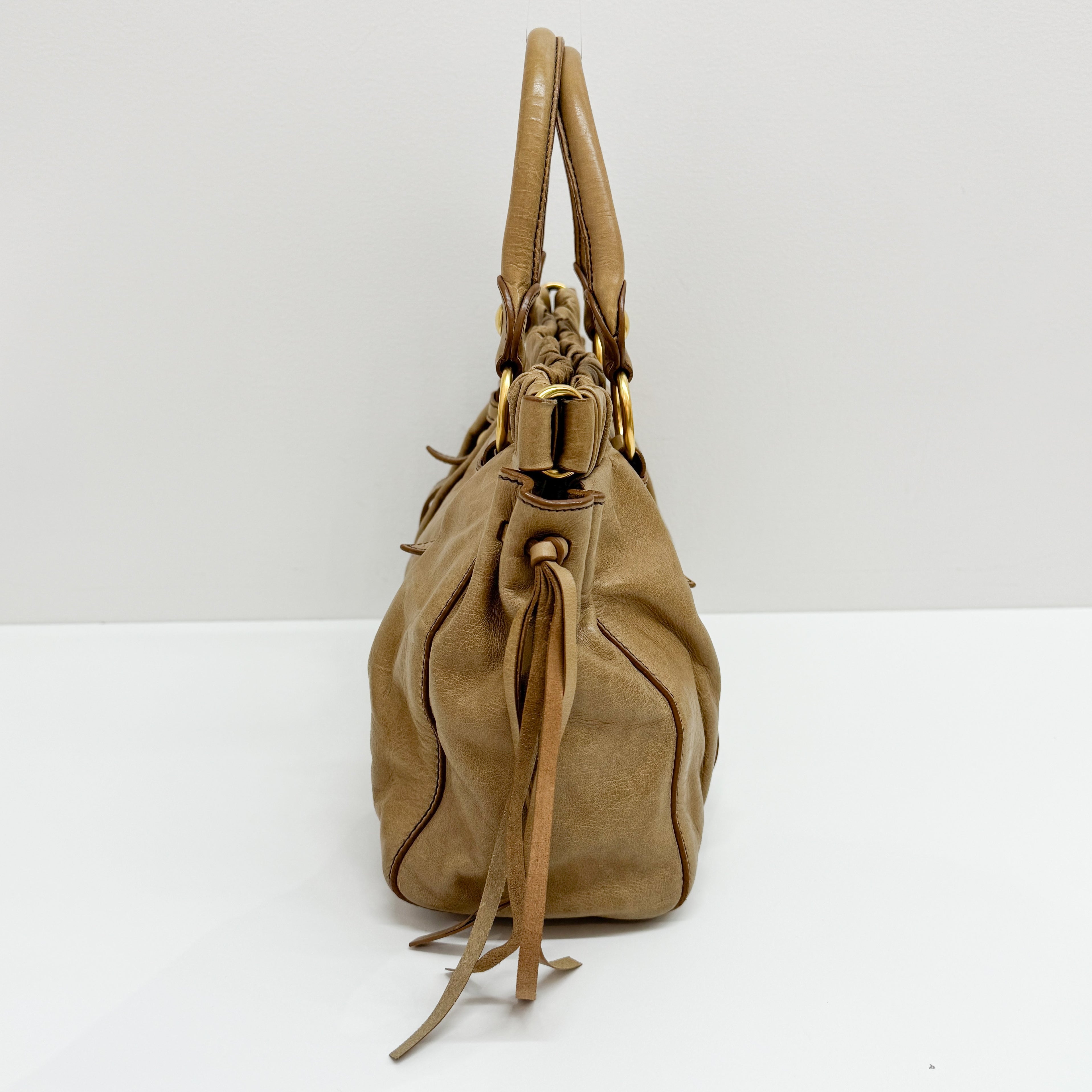 Vitello Brown Calfskin Leather Two Way Bag