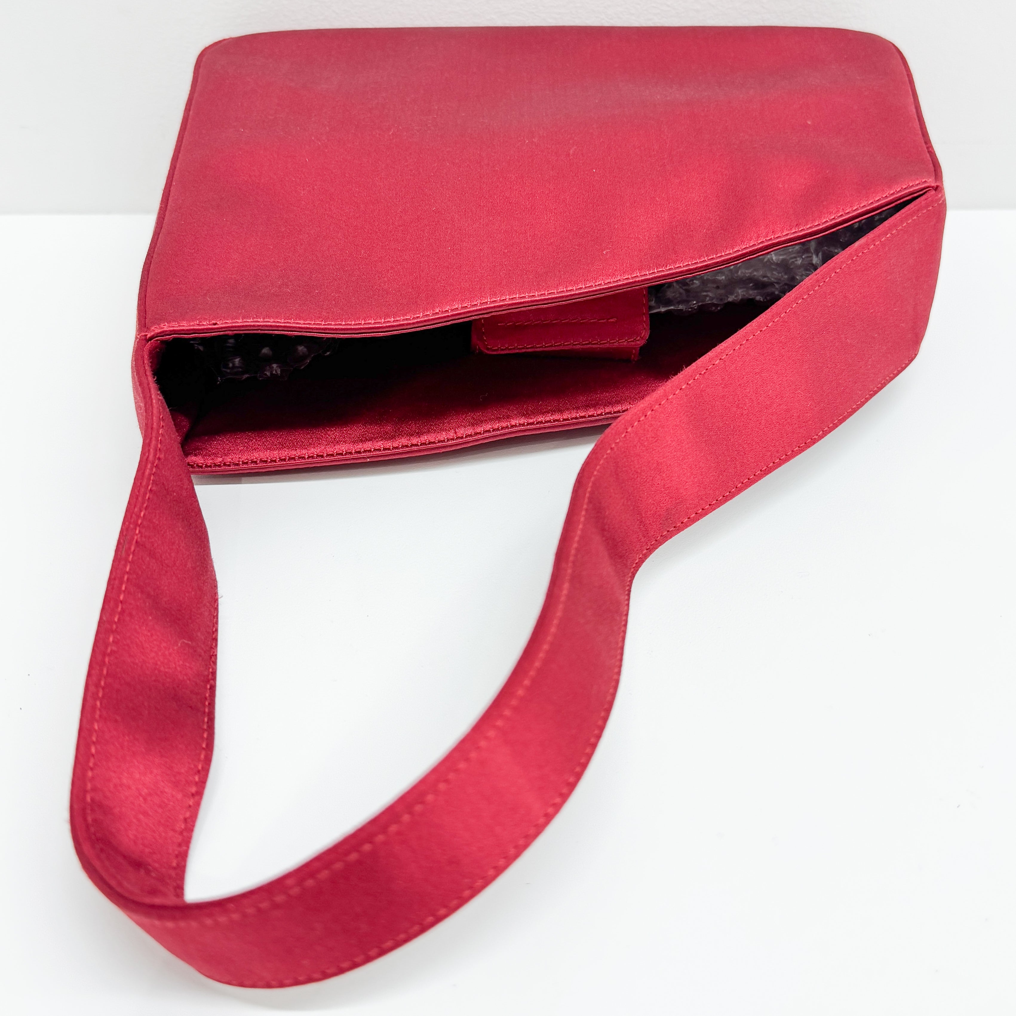 Vintage Red Triangle Satin Shoulder Bag
