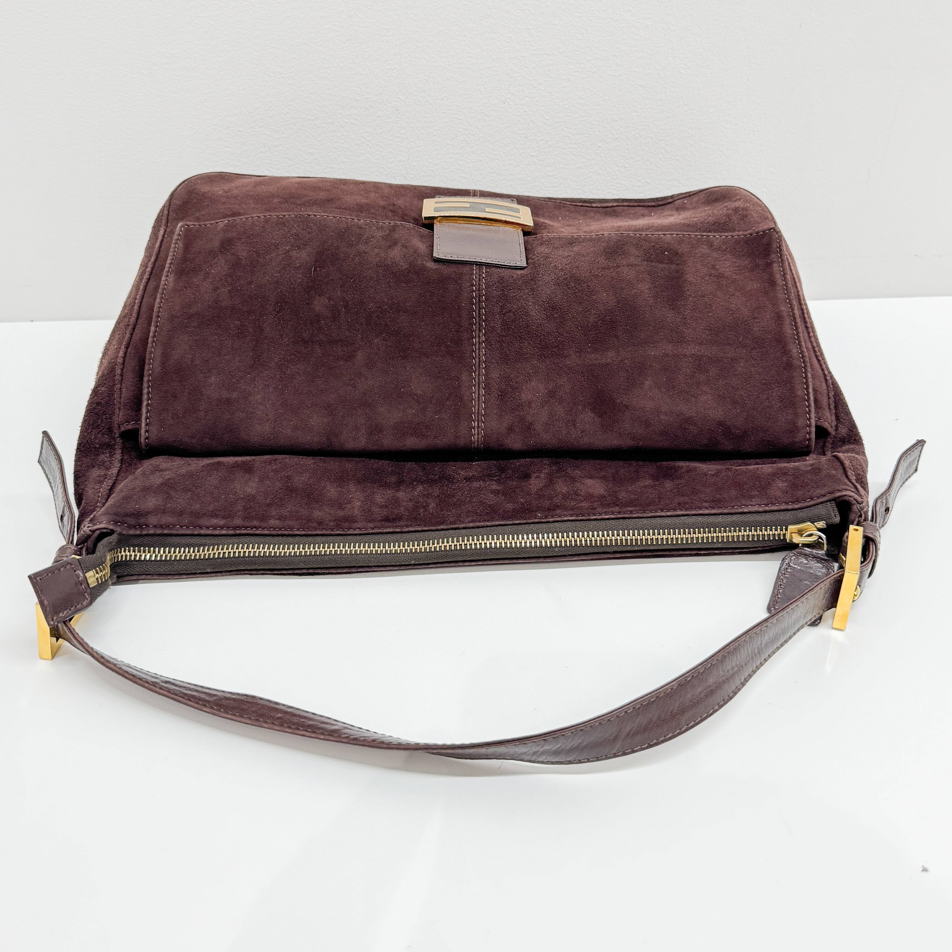 Mamma Baguette Brown Suede Shoulder Bag