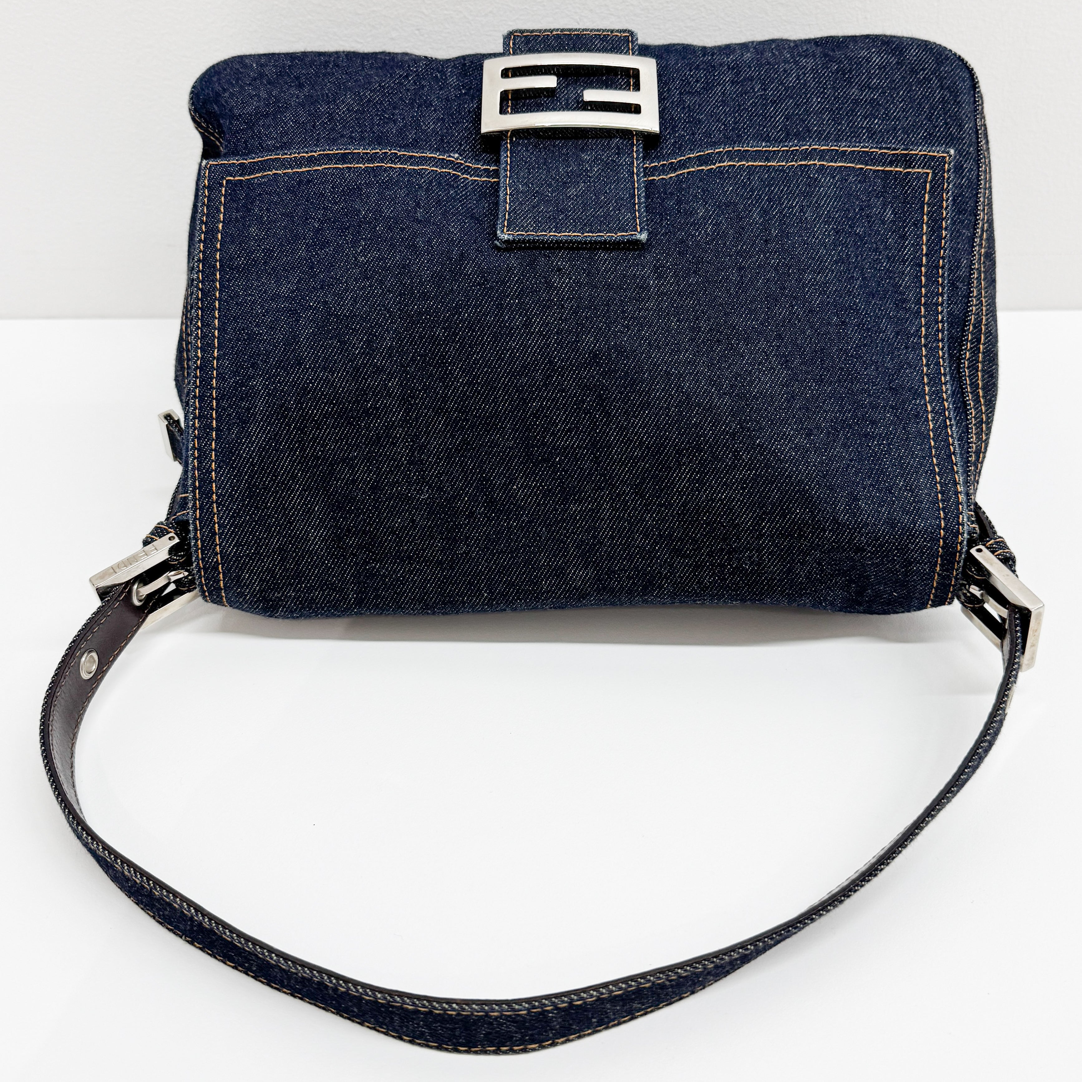 Mamma Baguette Blue Denim Shoulder Bag