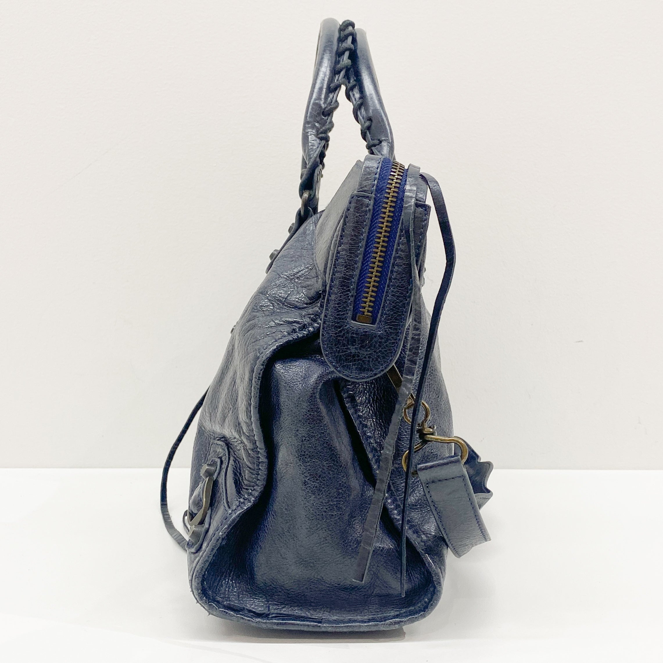 The City Navy Leather Bag