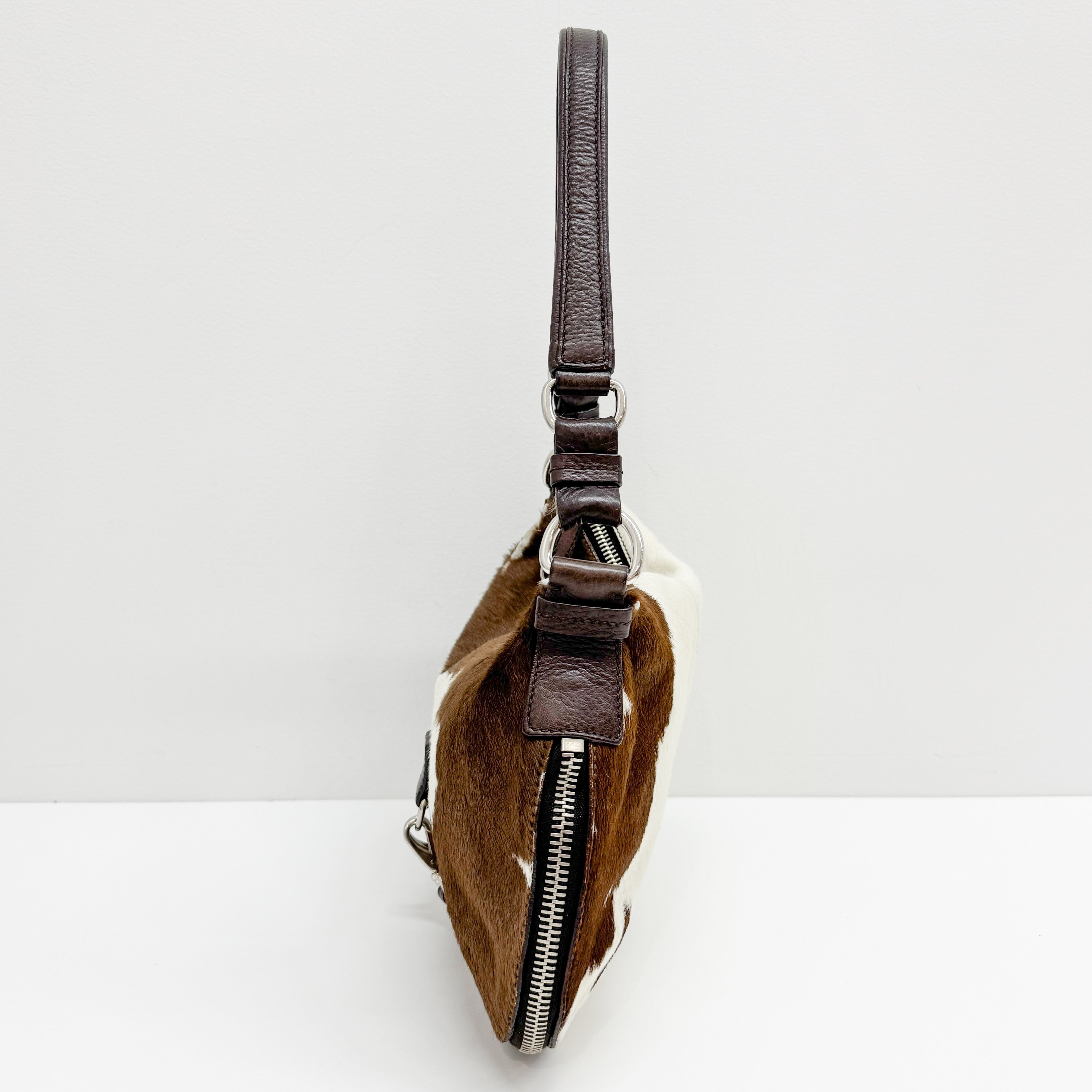 Beau Brown Cow Print Pony Hair Shoulder Bag