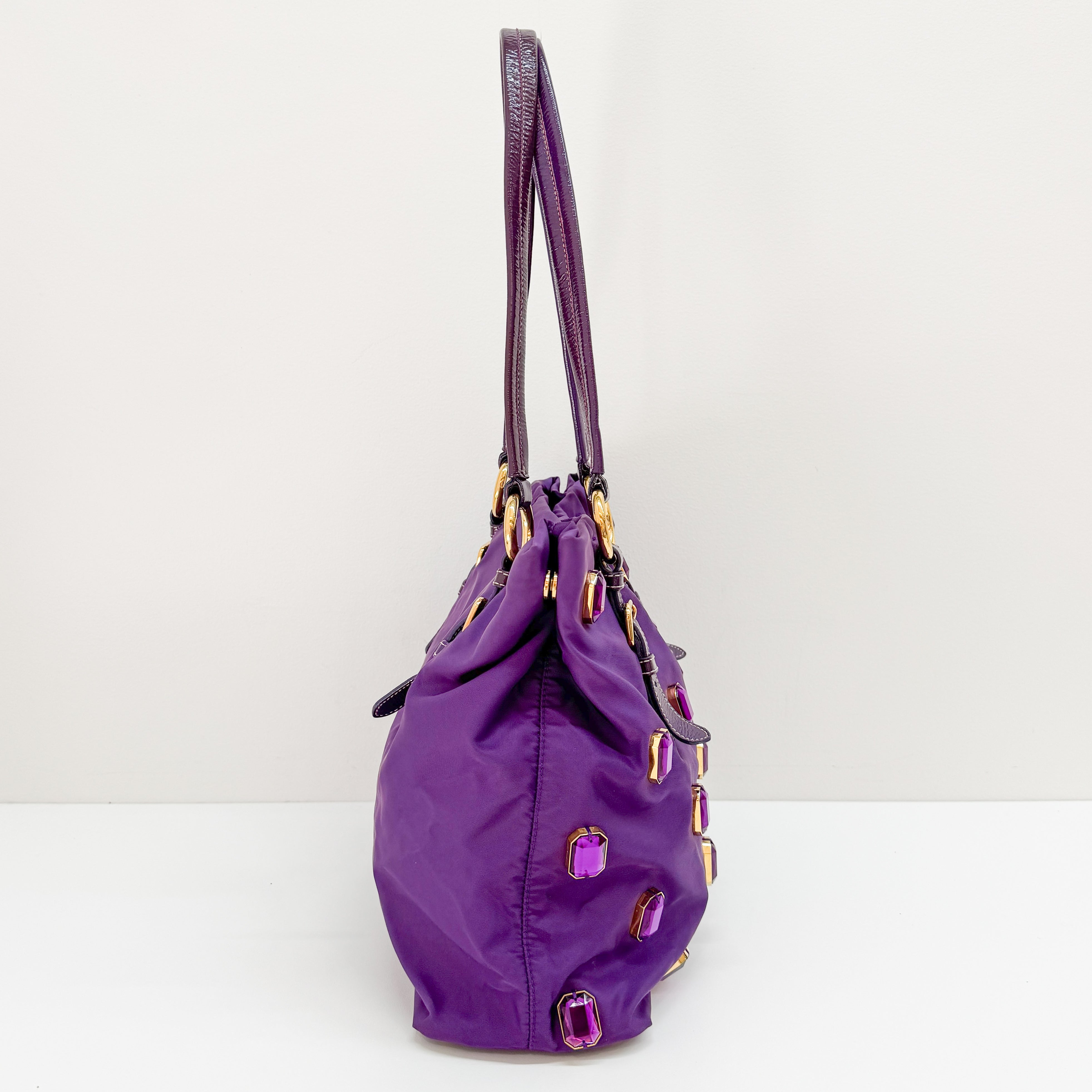 Vintage Purple Rhinenstone Satin Shoulder Bag
