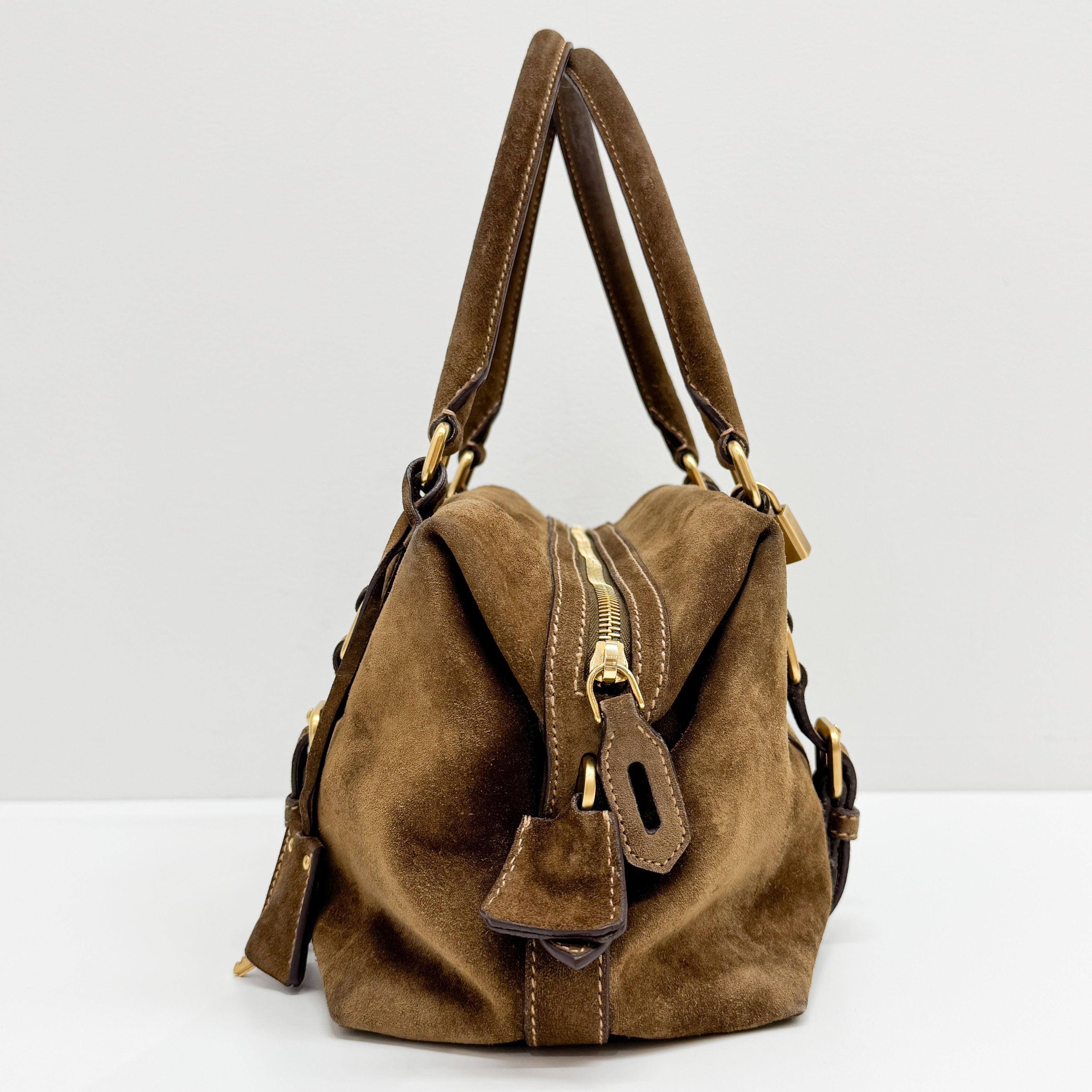 Vintage Brown Suede Hand Bag