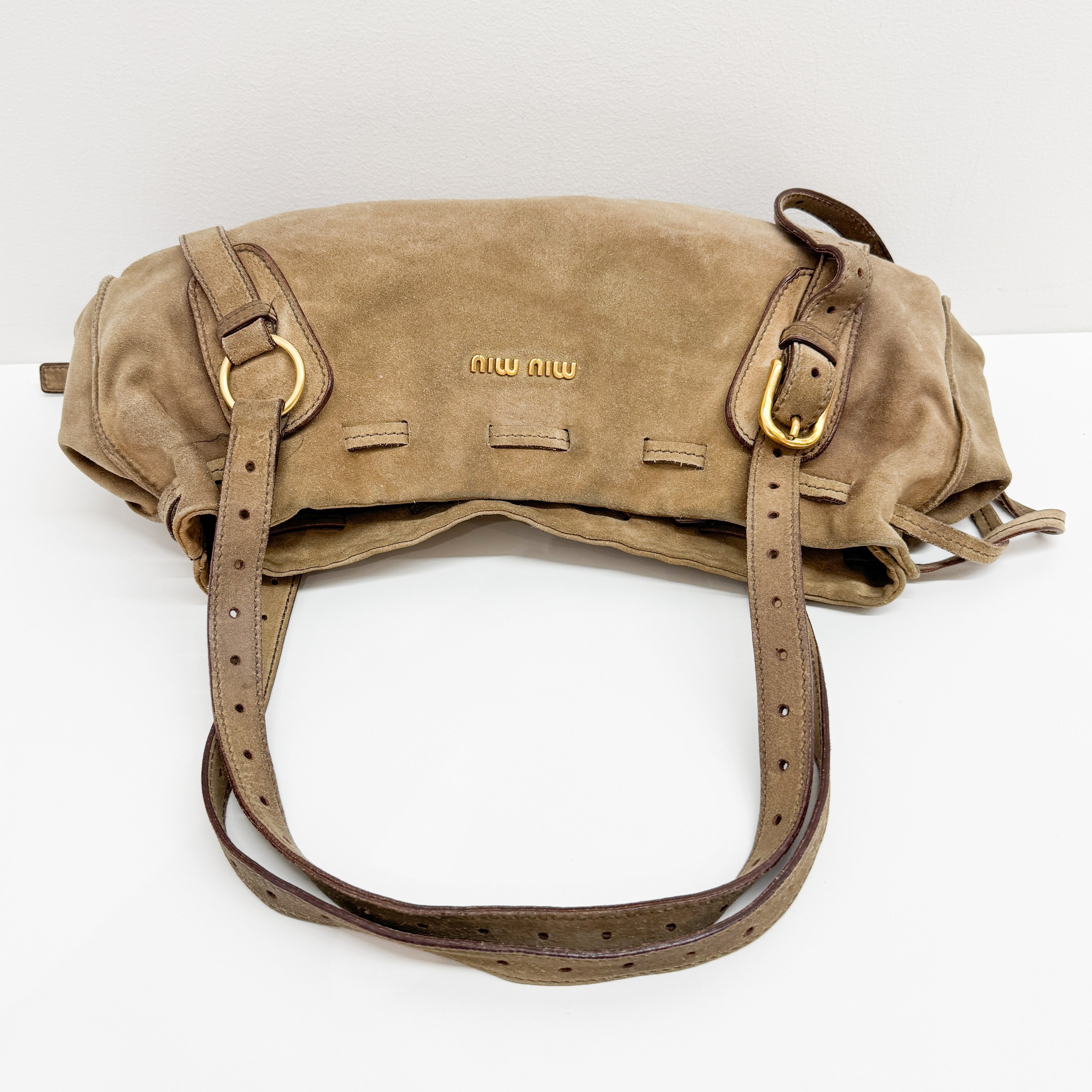 Archive Beige Suede Shoulder Bag