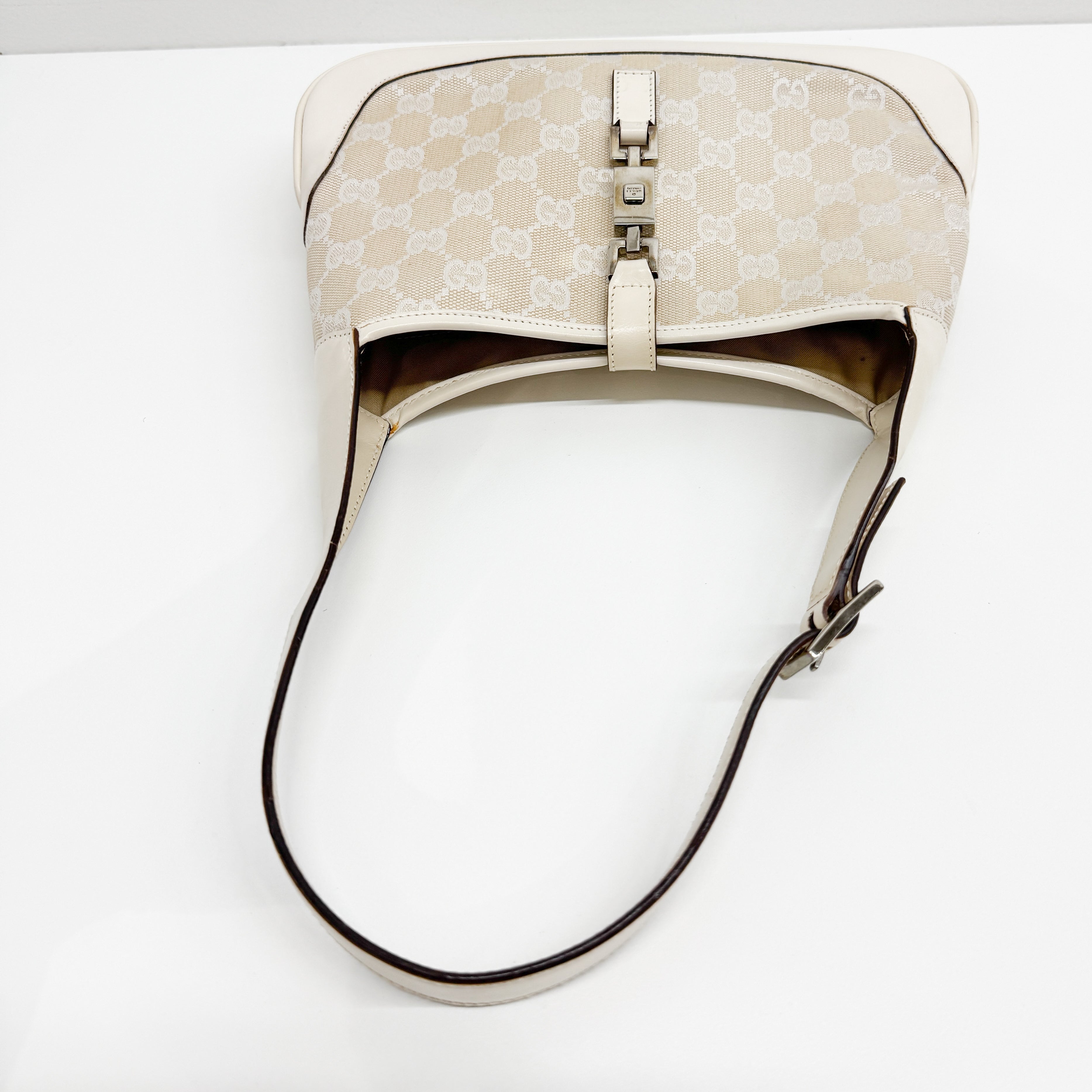 Jackie White GG Canvas Shoulder Bag