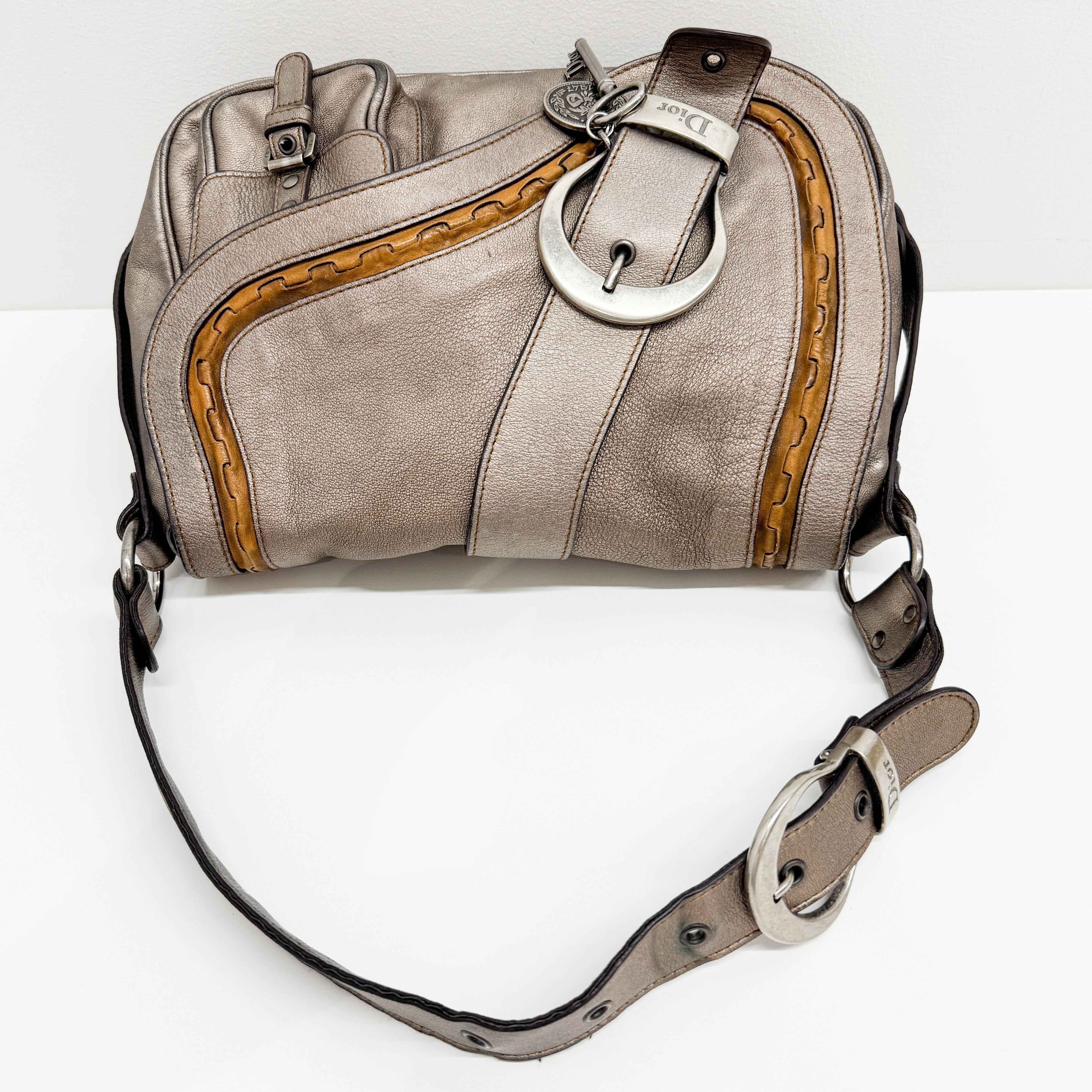 Gaucho Bronz Metallic Calfskin Leather Shoulder Bag
