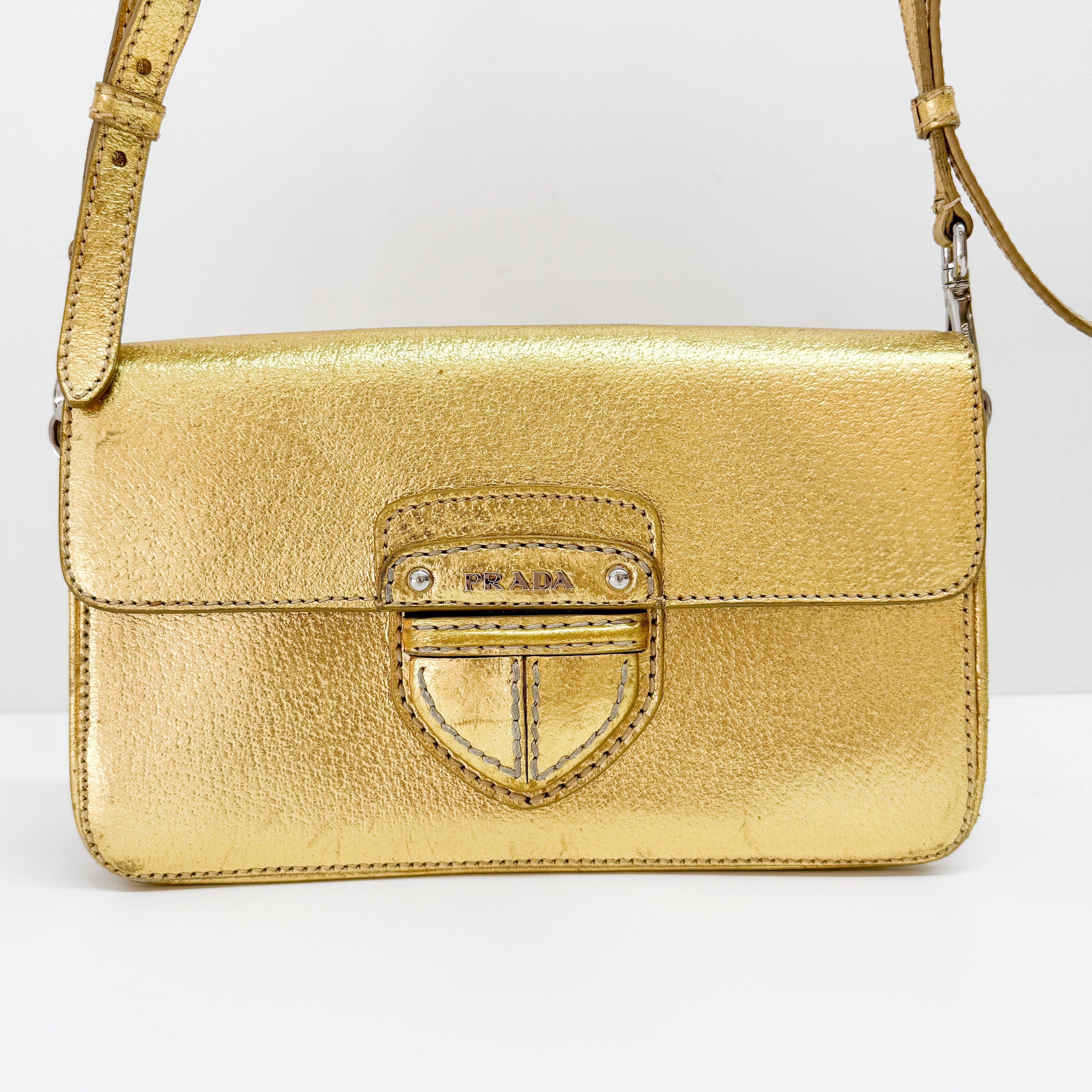 Gold Leather Shoulder Bag