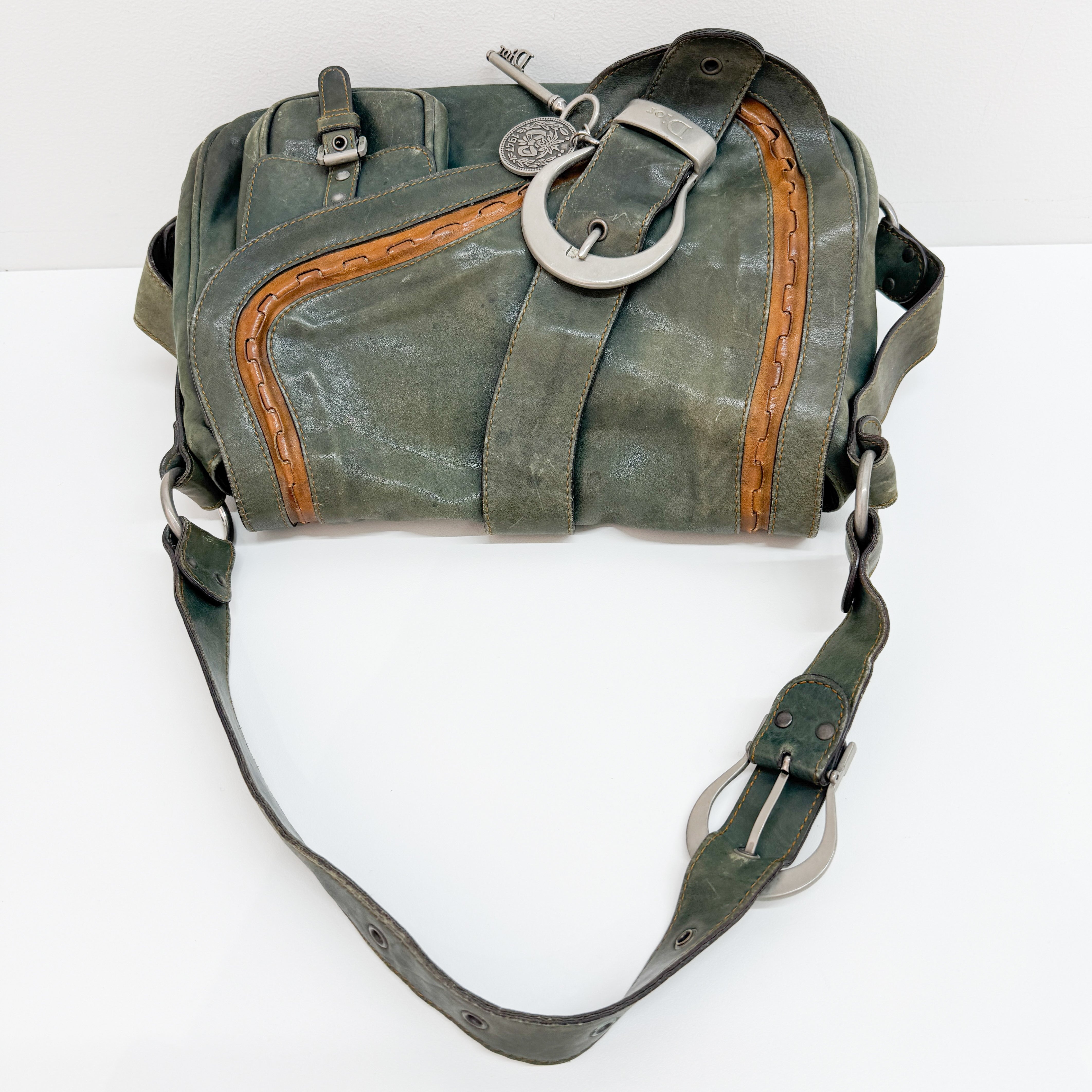 Gaucho Green Calfskin Leather Shoulder Bag