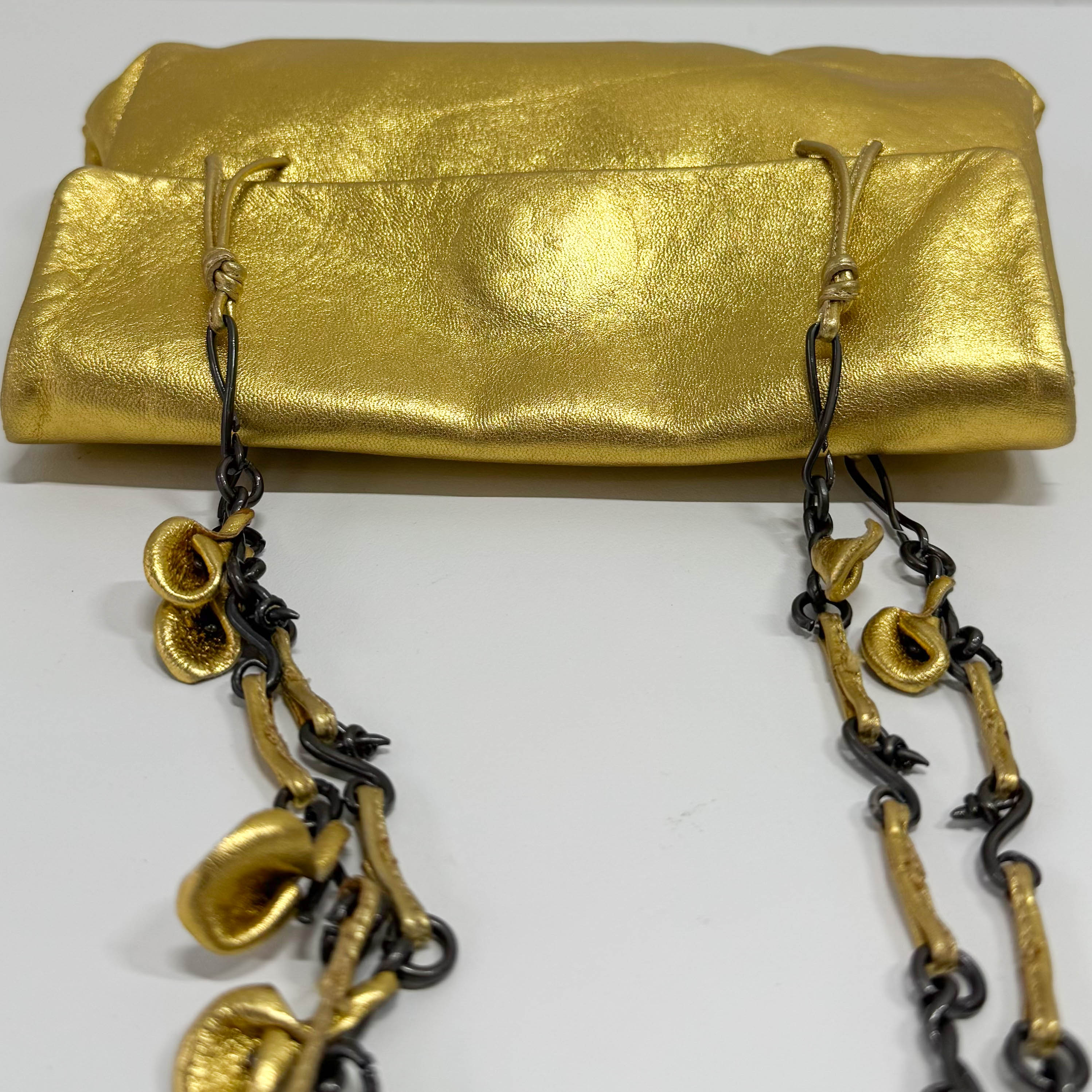 Small Golden Leather Shoulder Bag