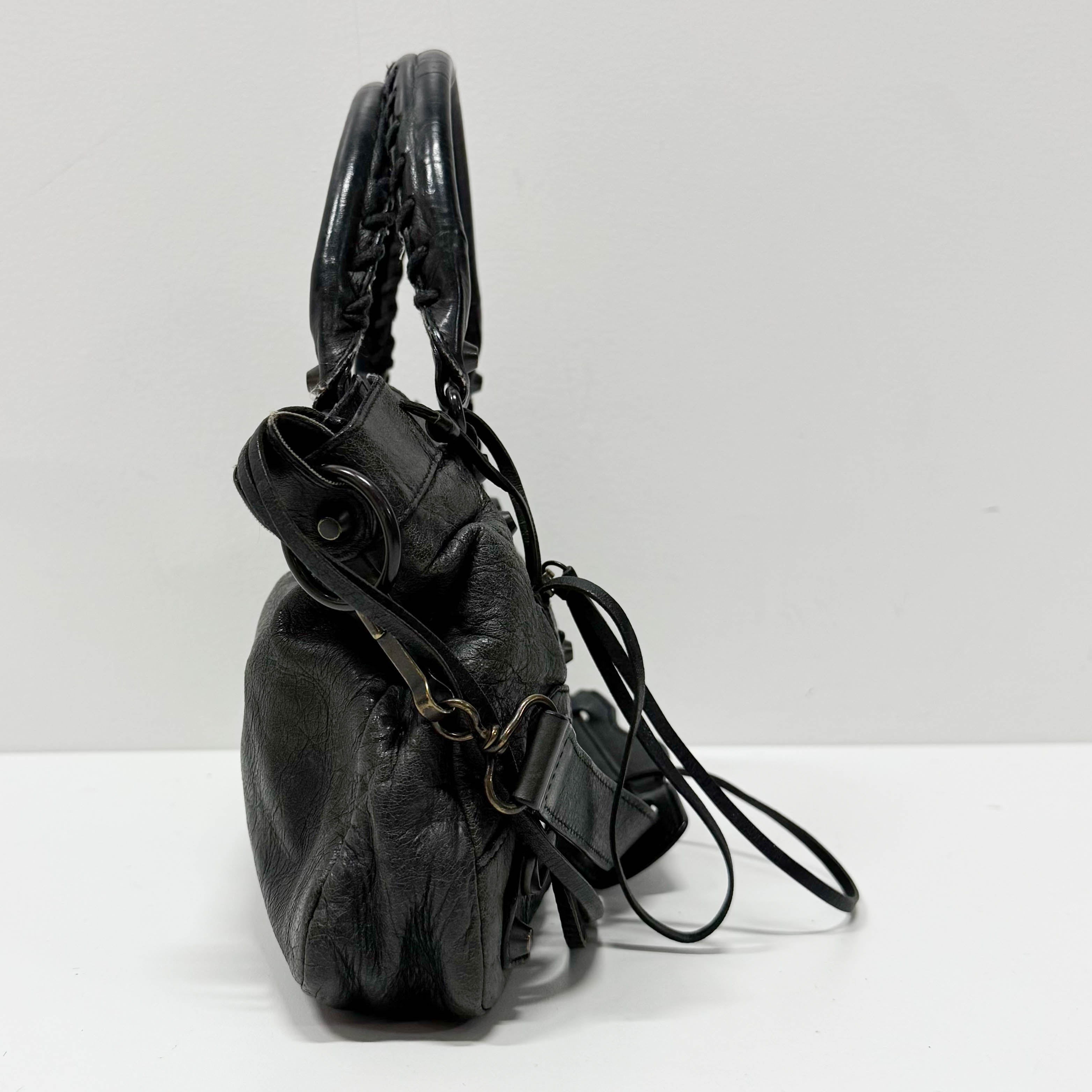 The First Black Calfskin Leather Handlebag