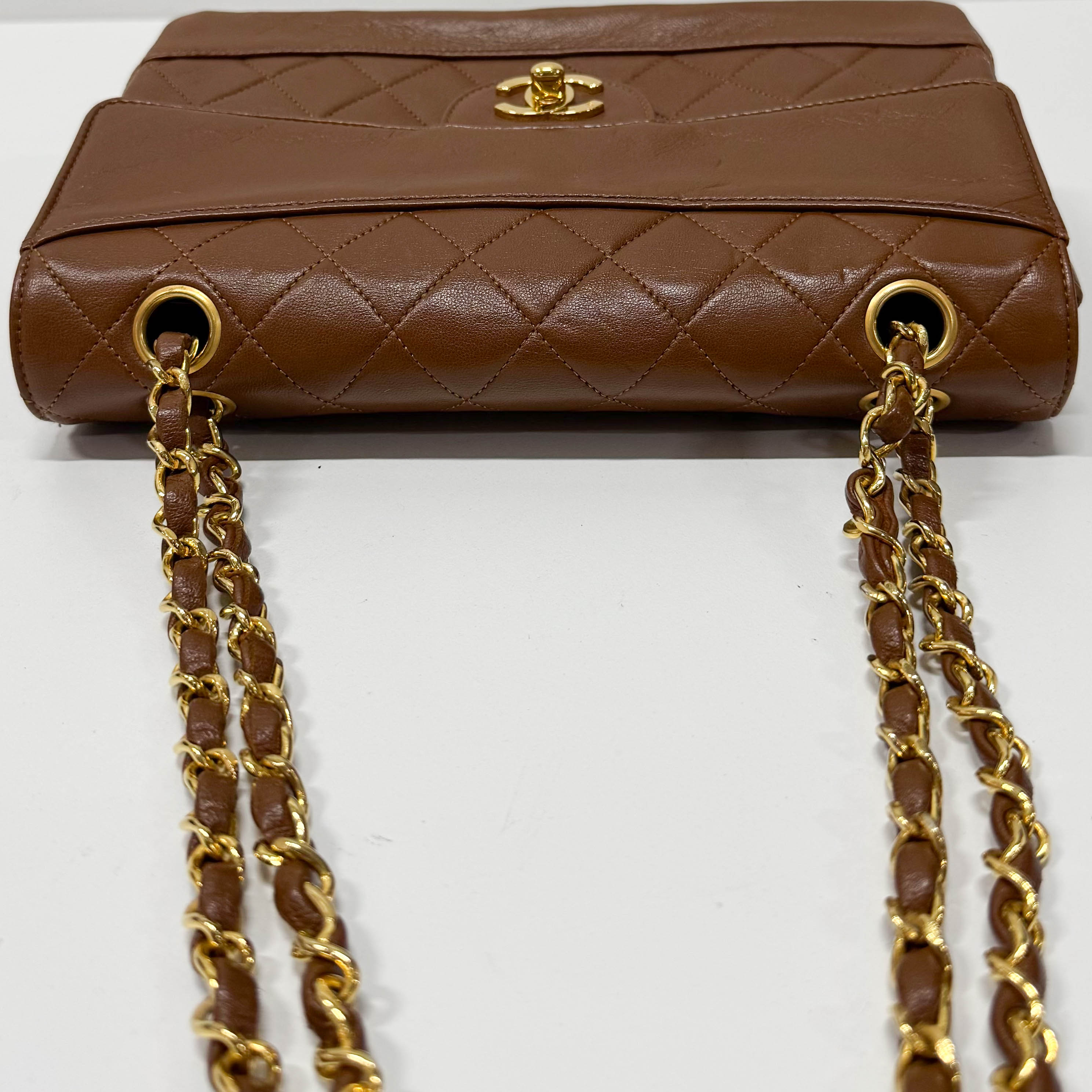 Timeless Classic Matelassé Brown Leather Shoulder Bag