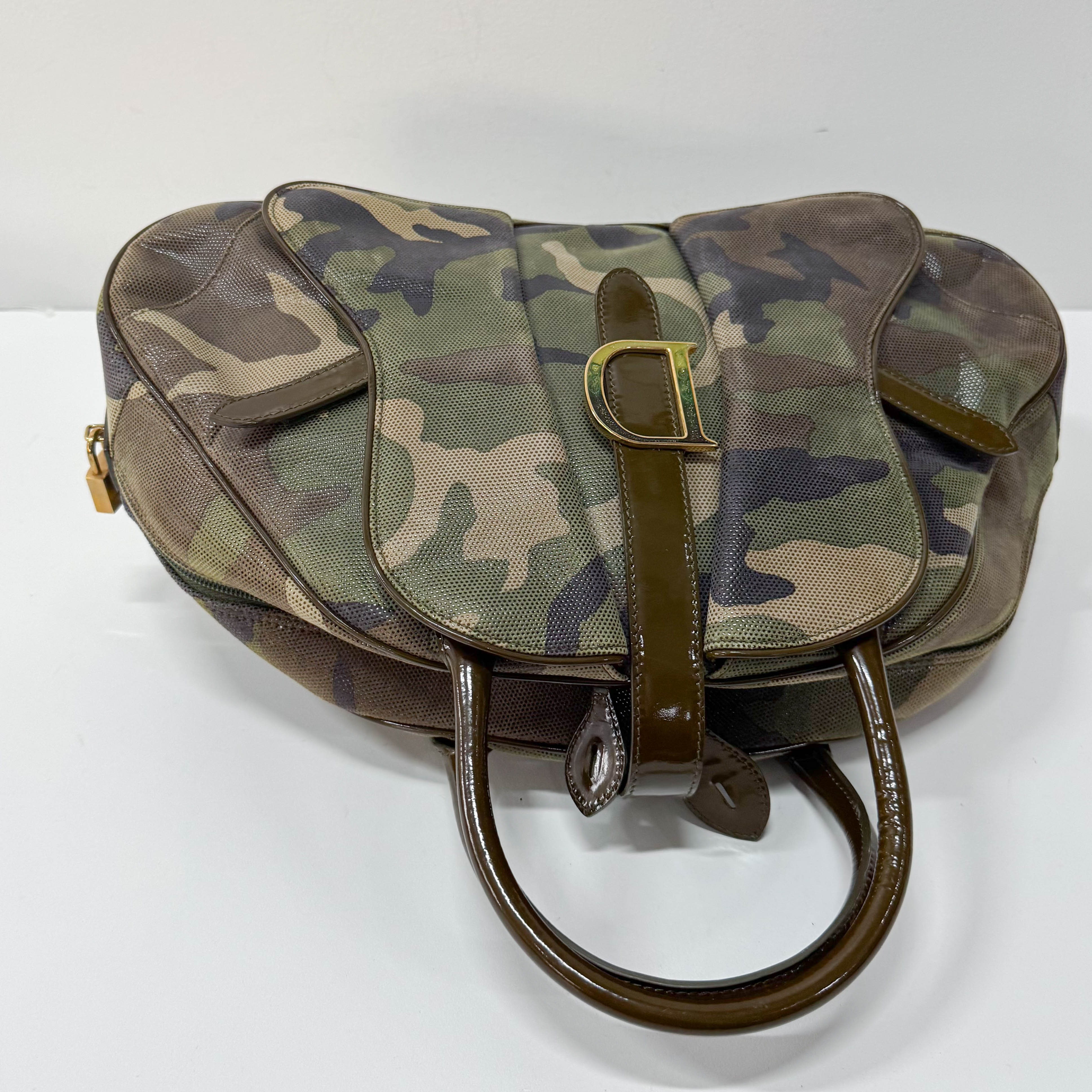 Vintage Green Camouflage Canvas Hand Bag