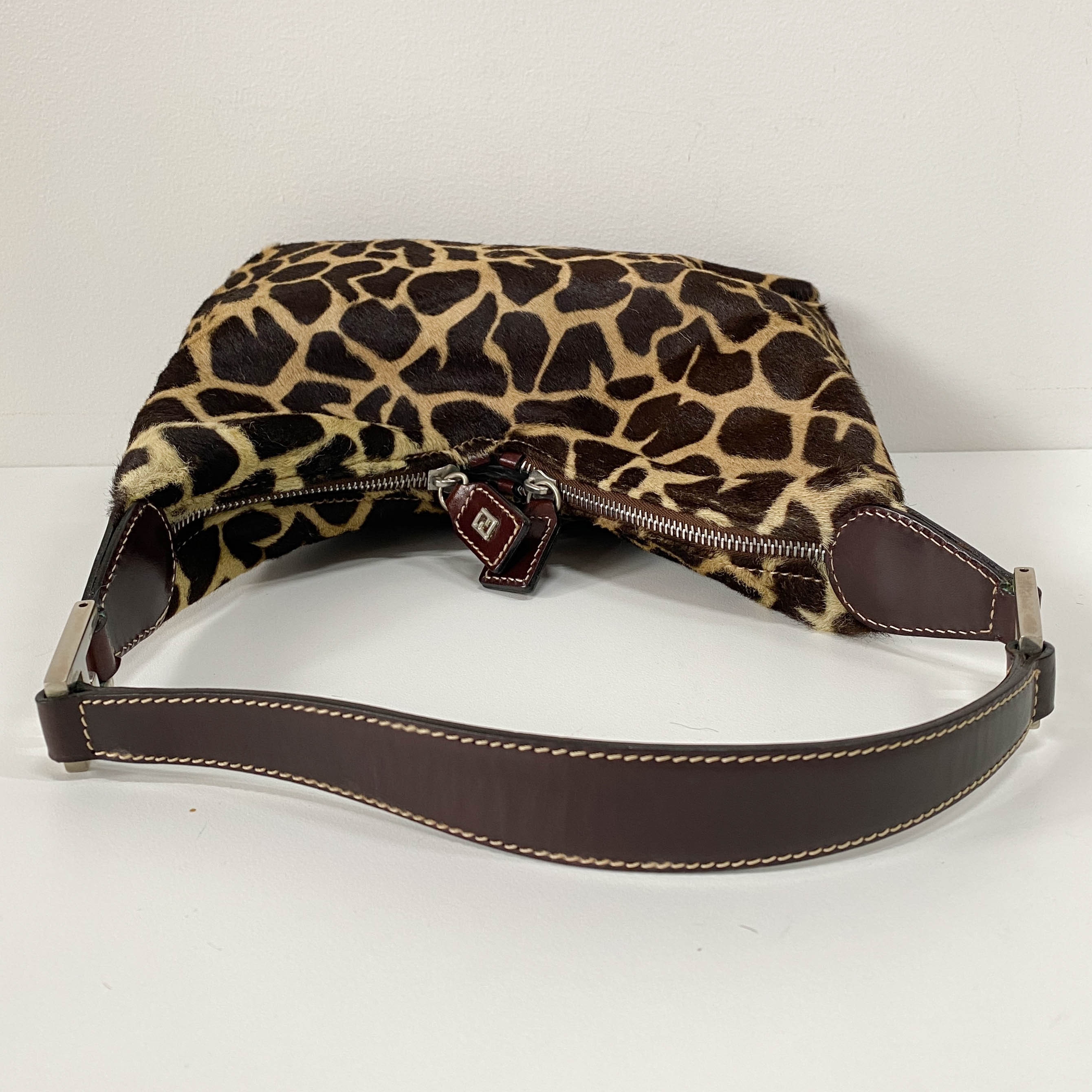 Zucca Giraffe Print Pony Hair Shoulder Bag