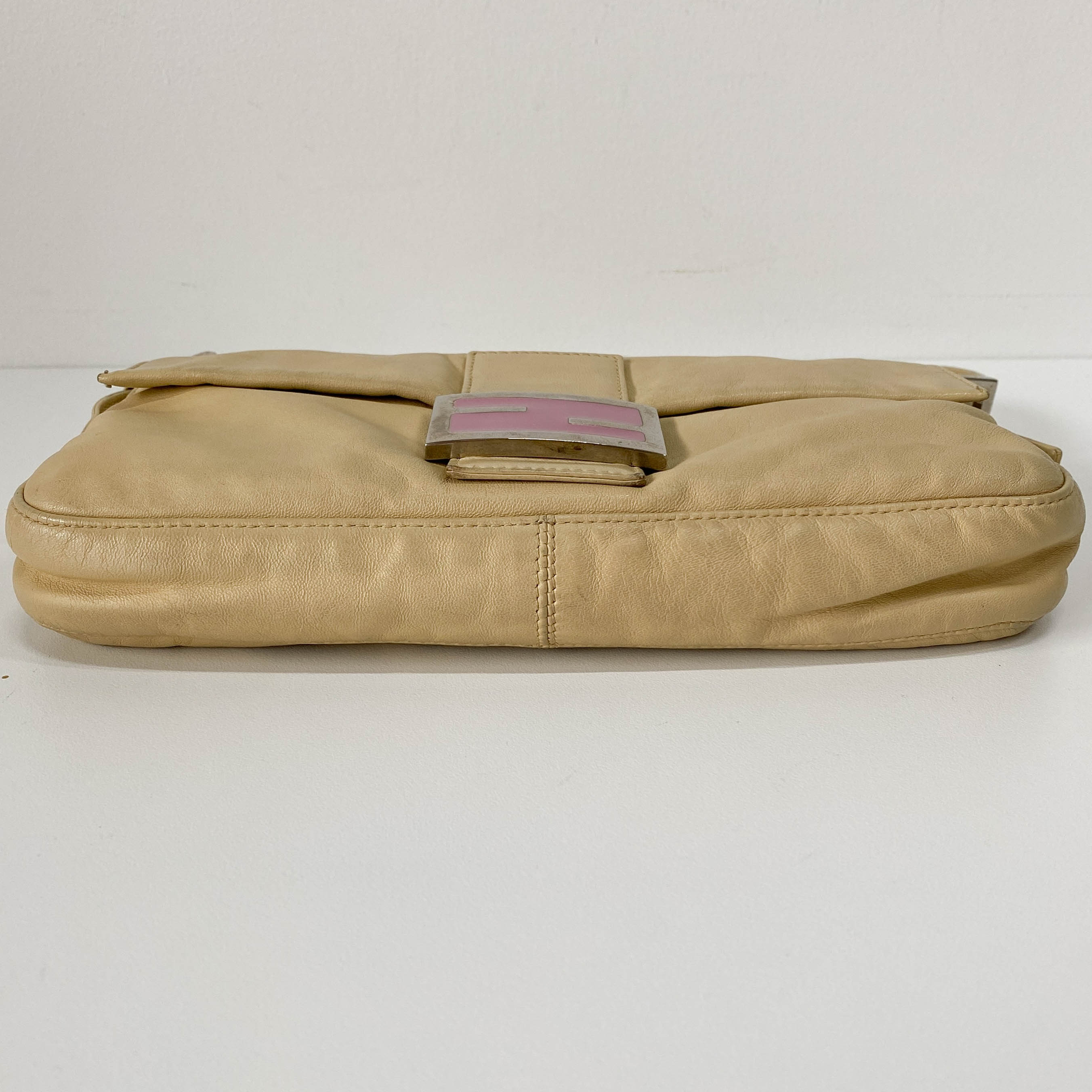 Baguette Beige Leather Shoulder Bag