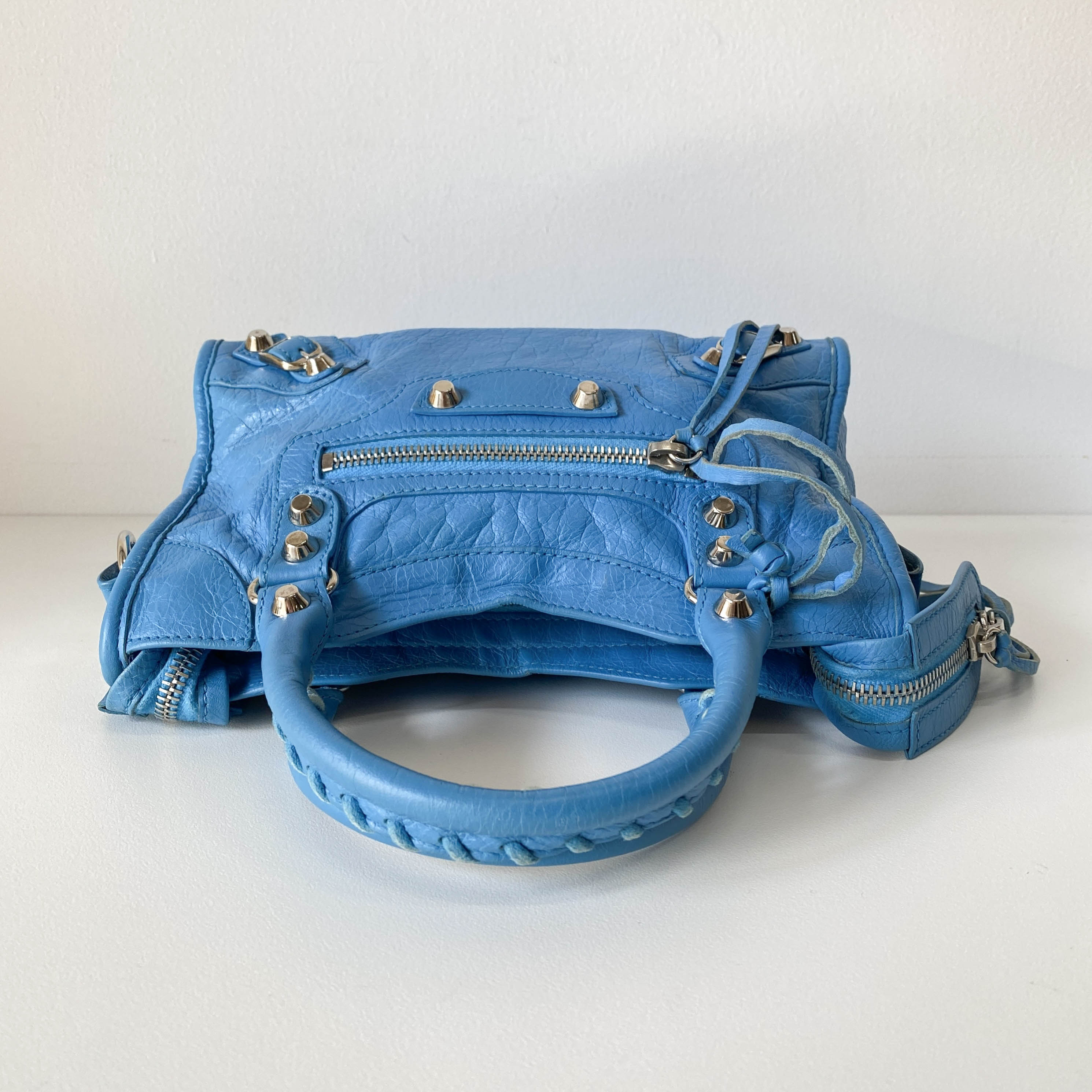 Mini City Blue Leather Two Way Bag