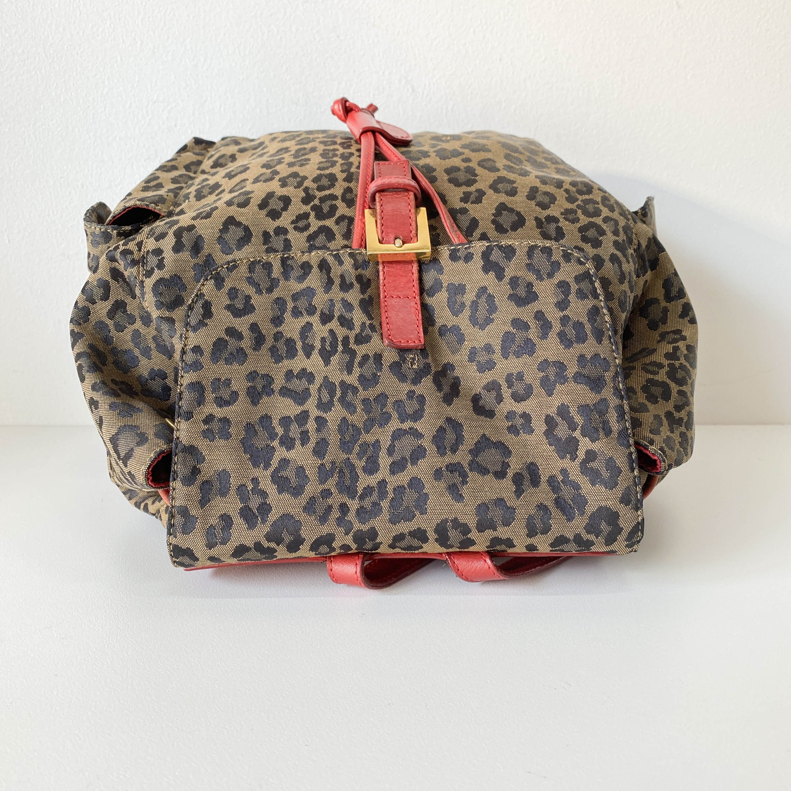 Brown Leopard Print Canvas Backpack