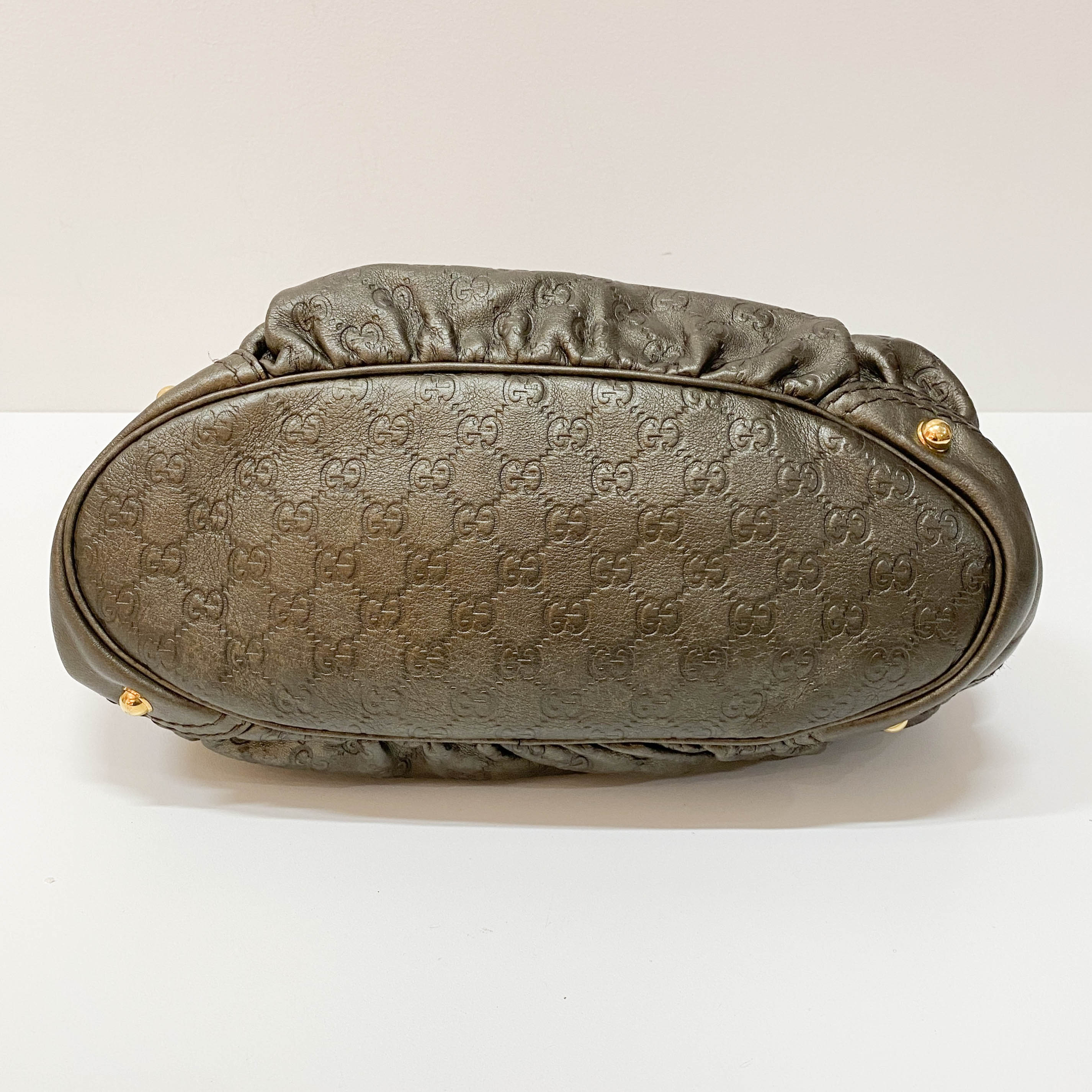 Guccisima Metalic Green Leather Hobo Shoulder Bag