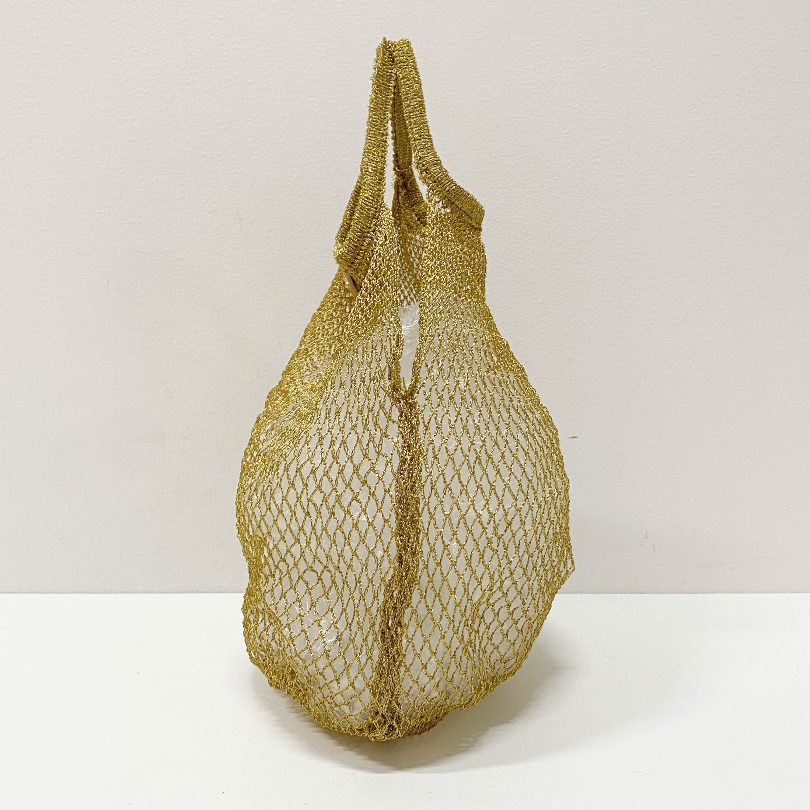 Triangle Logo Gold Mesh Handbag