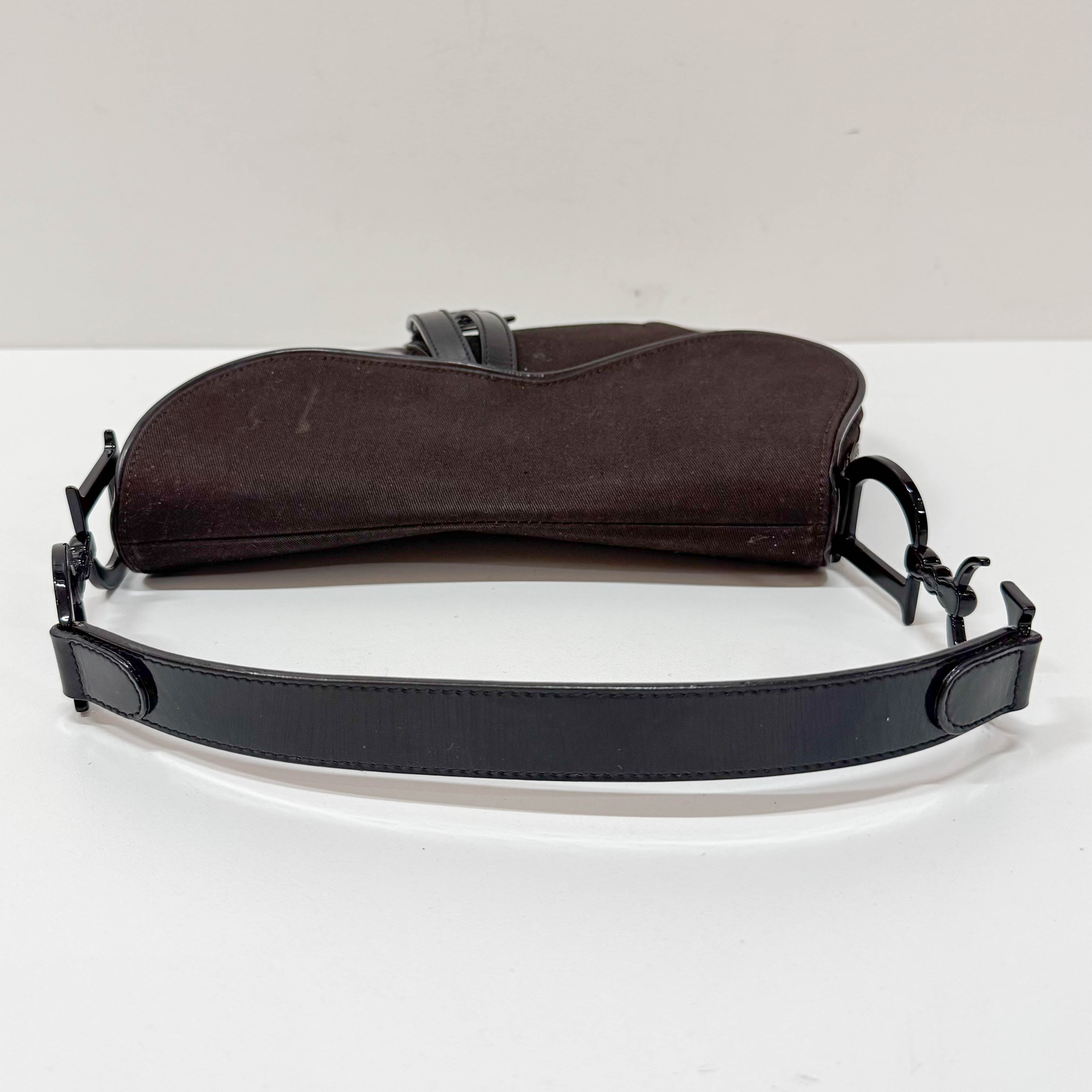 Saddle Brown Cotton & Patent Leather Shoulder Bag