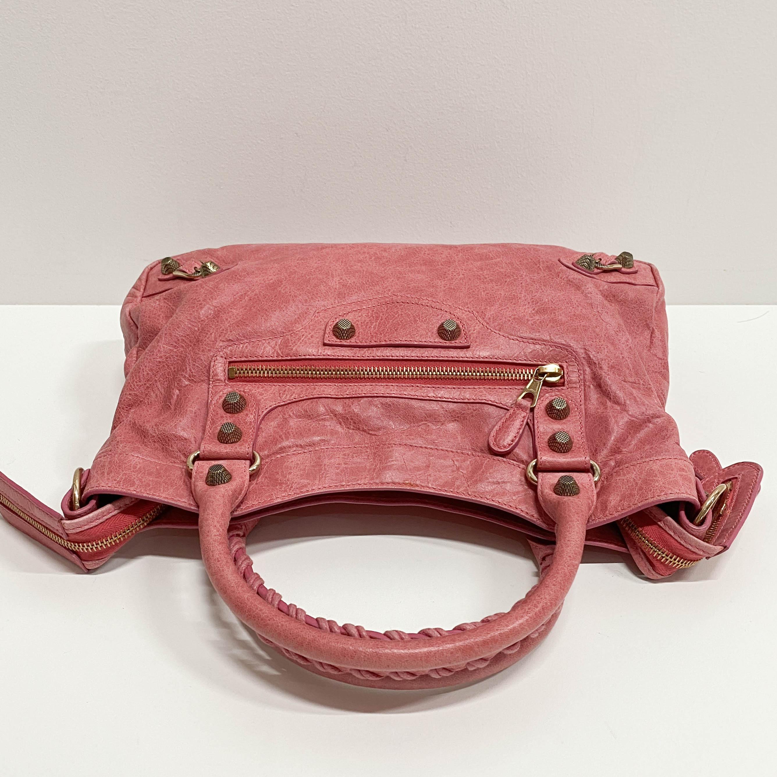 The Town Pink Calfskin Leather Two Way Bag