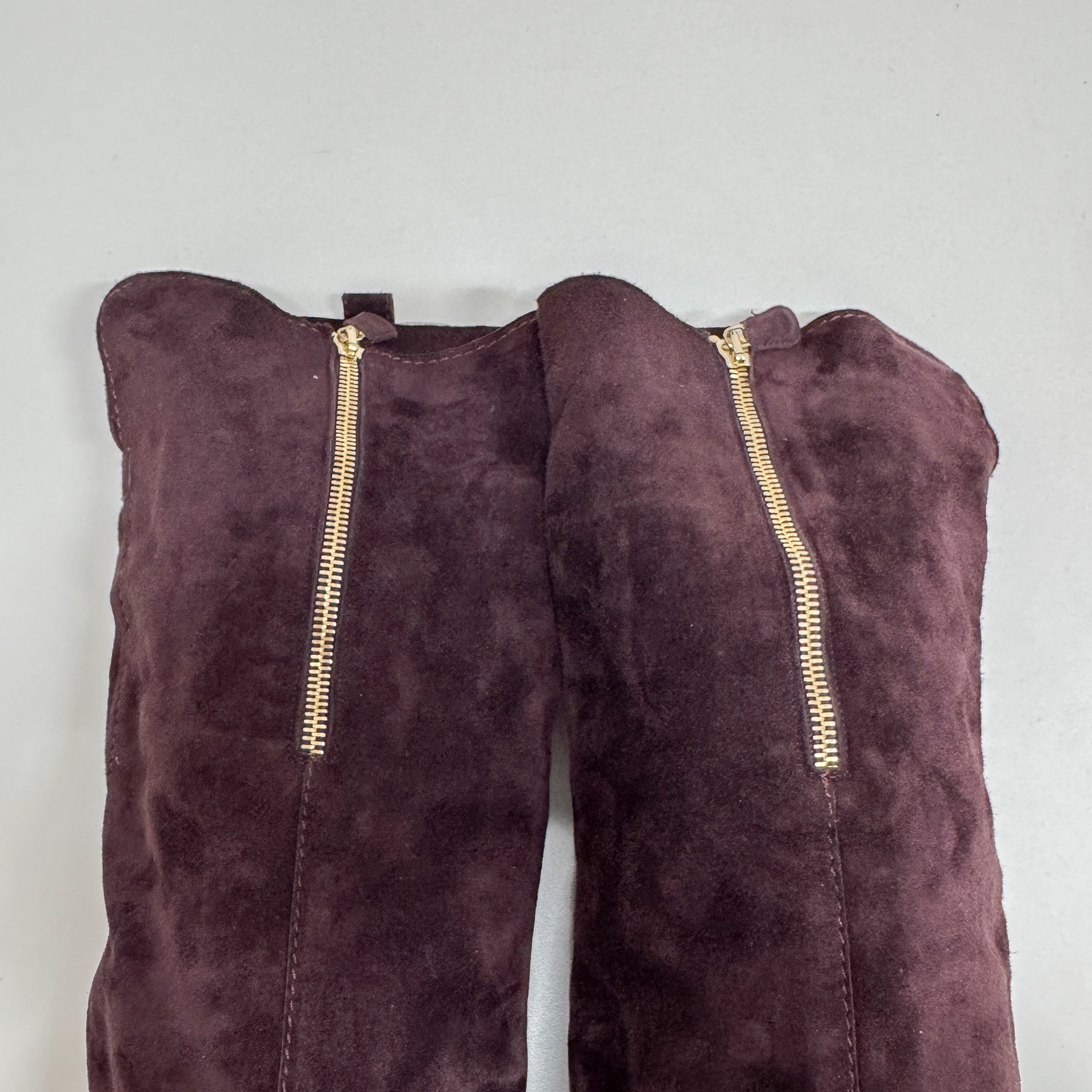 Size 37 Purple Suede Long Boots