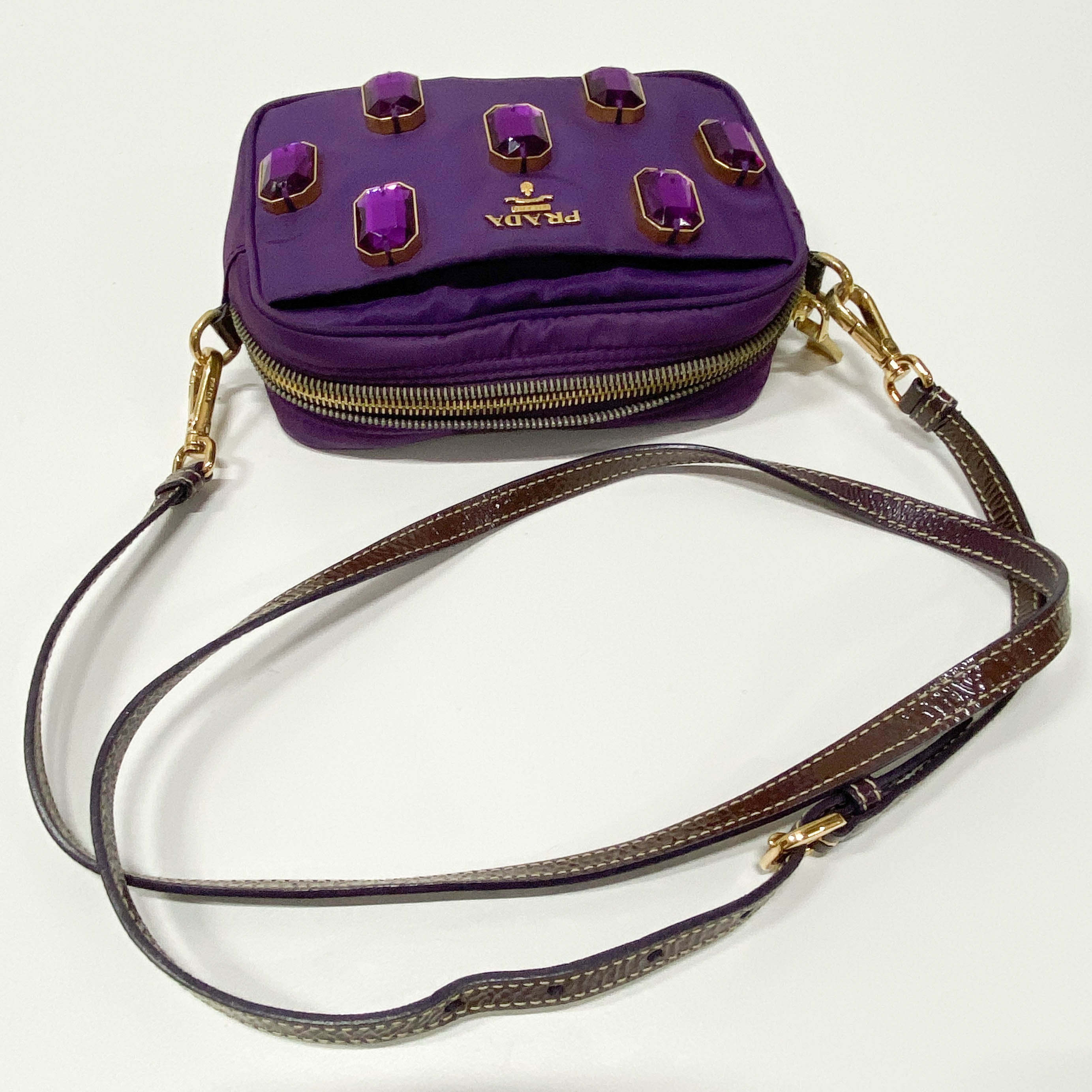 Tessuto Pietre Purple Nylon Crossbody Bag