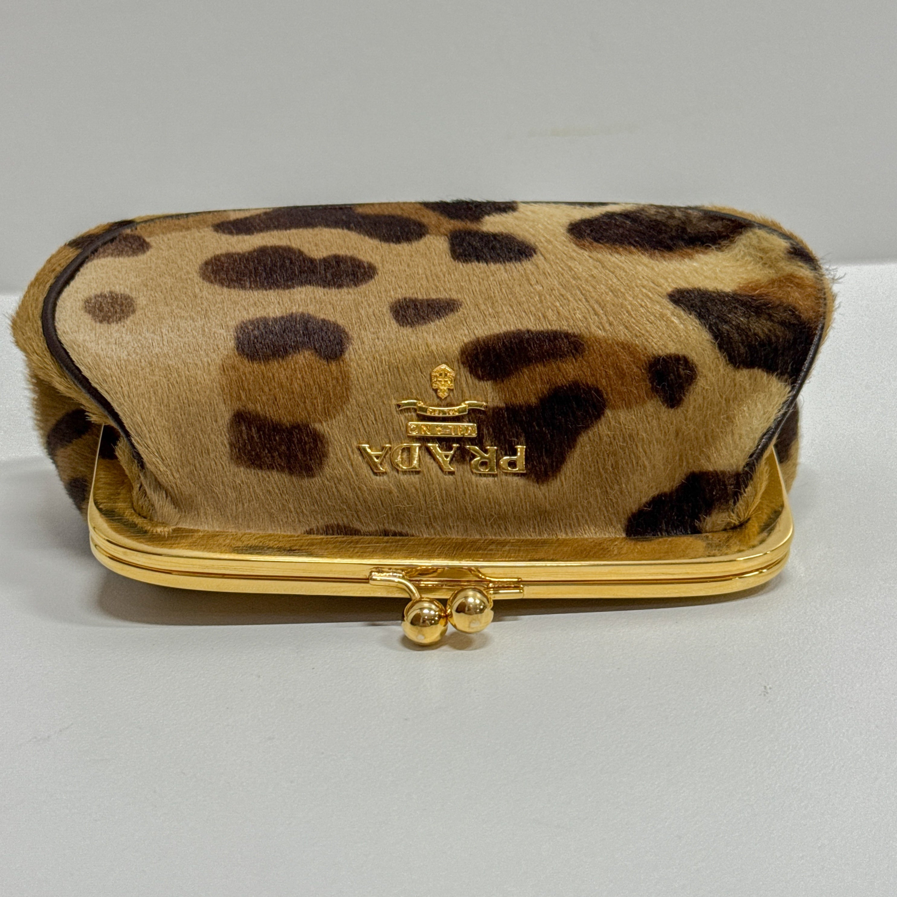 Brown Leopard Print Pony Hair Coin Pouch