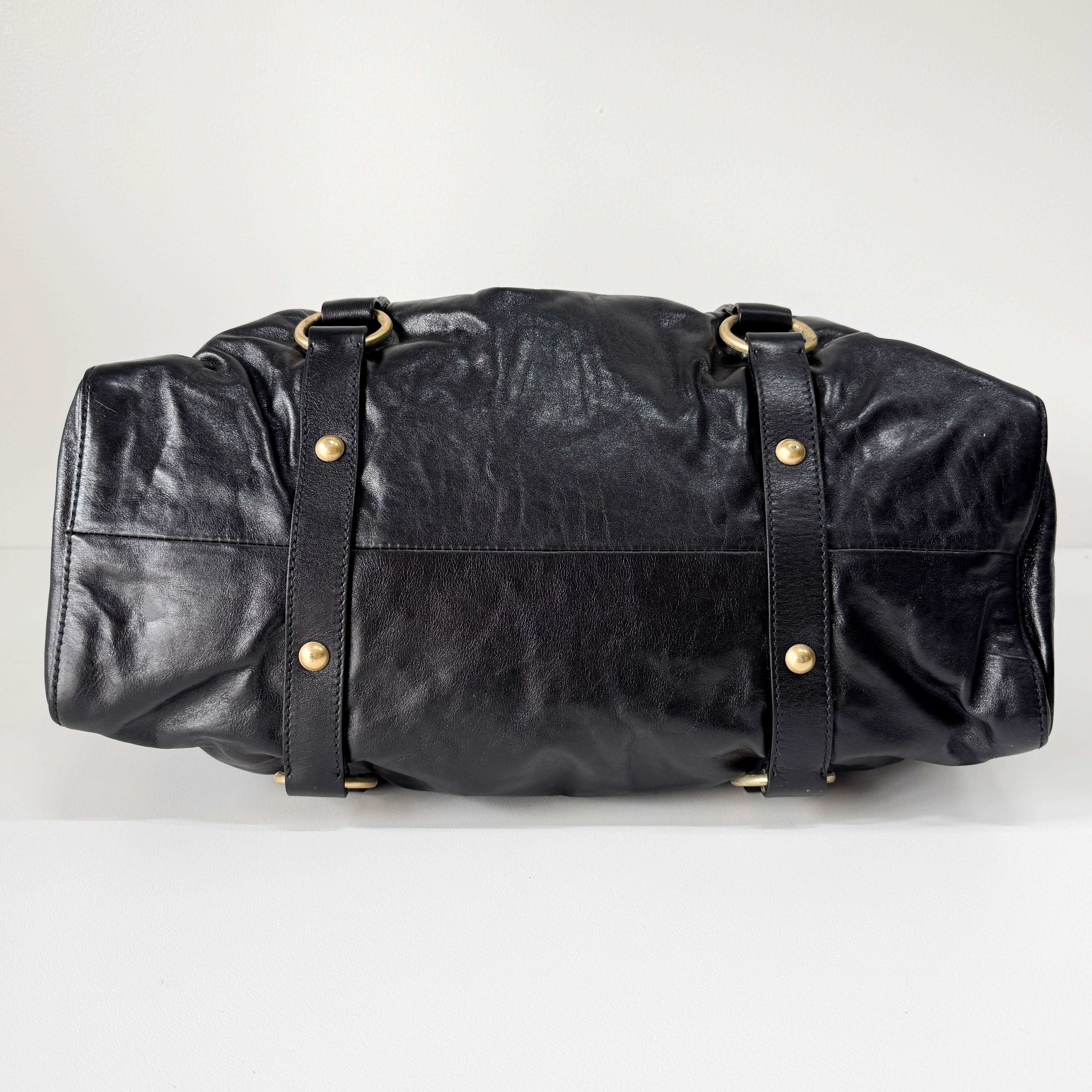 Vitello Black Calfskin Leather Two Way Bag