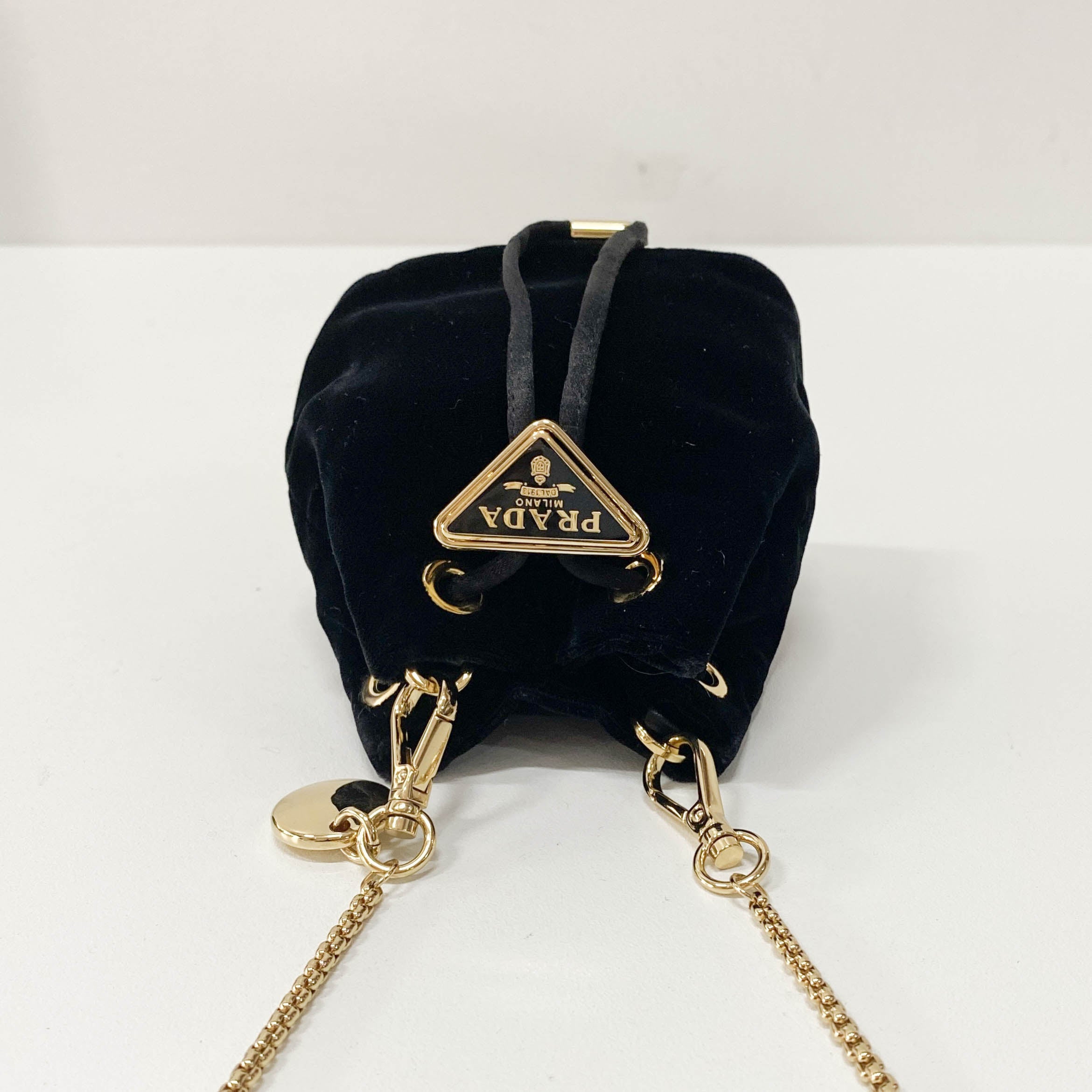 Gold Chain Black Velvet Mini Pouch Bag