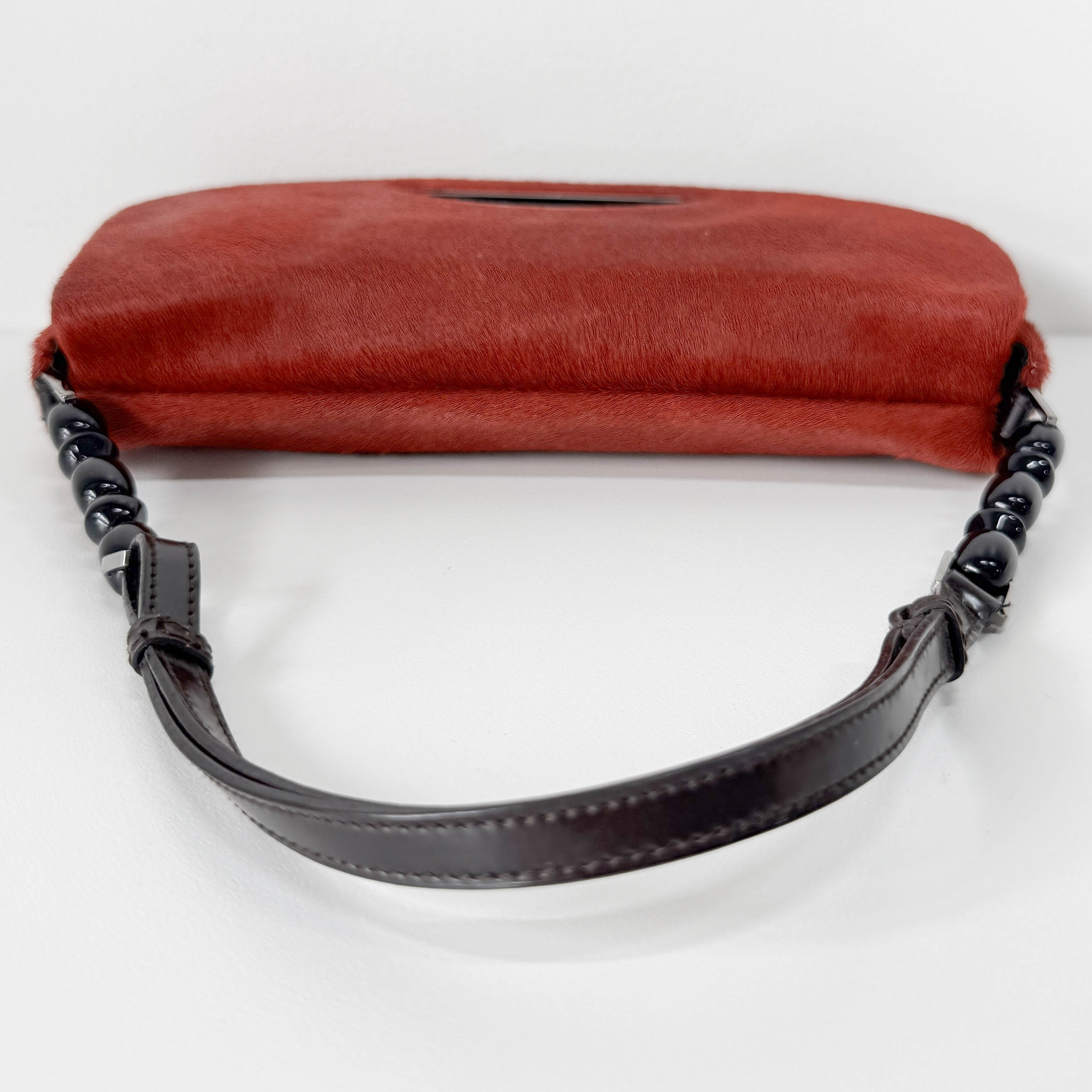 Malice Pearl Red Pony Hair Shoulder Bag
