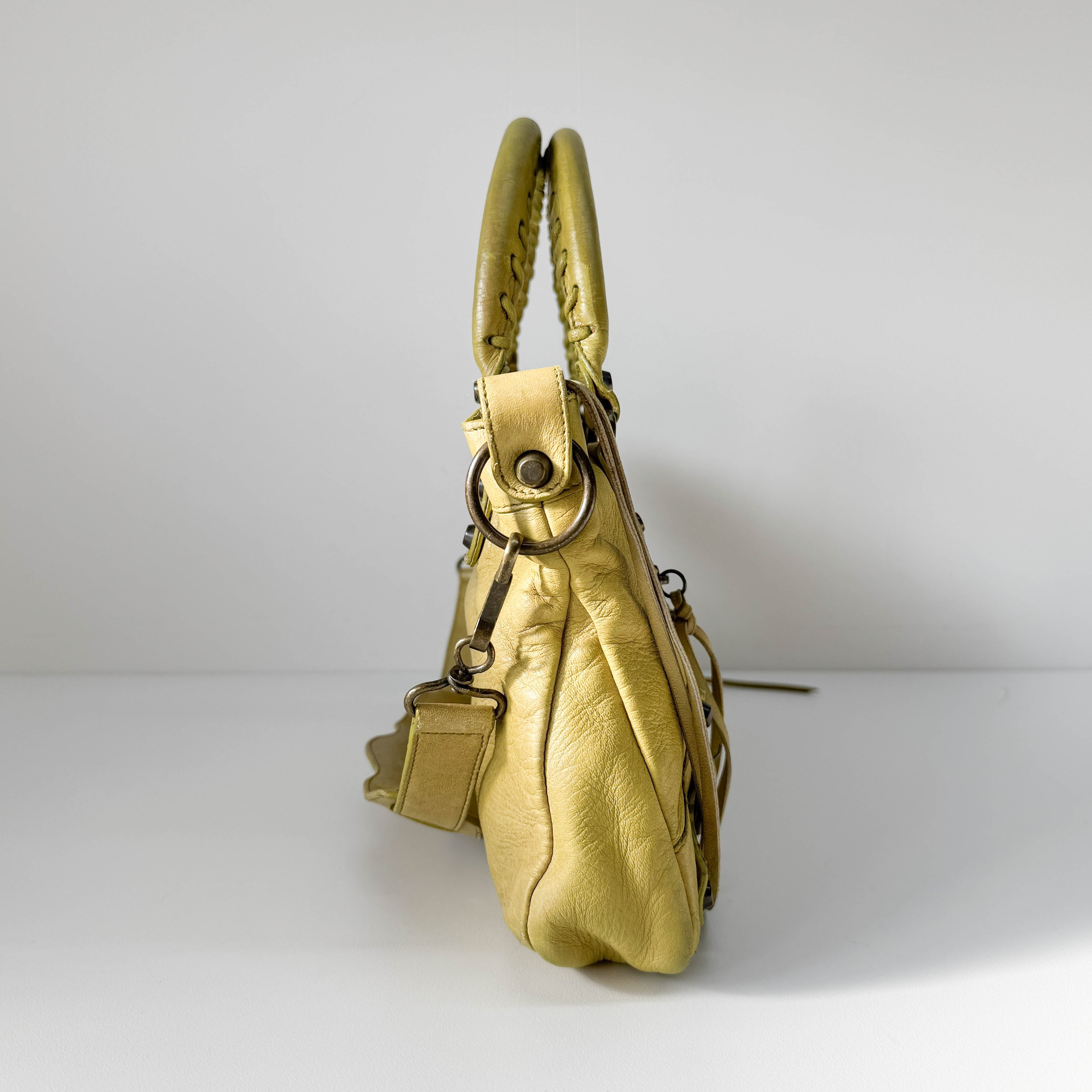 The First Soft yellow Calfskin Leather Two Way Bag