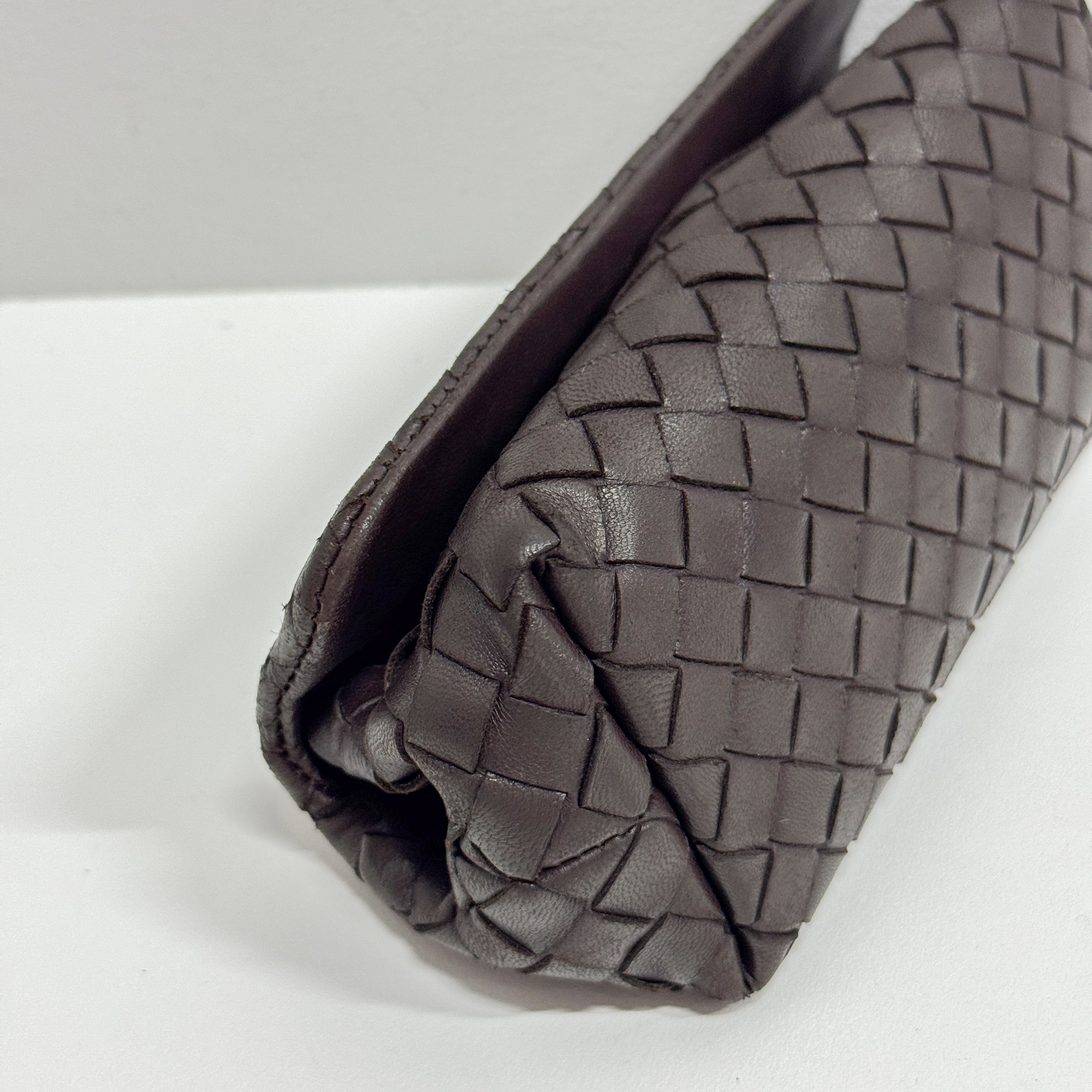 Intrecciato Brown Leather Pouch