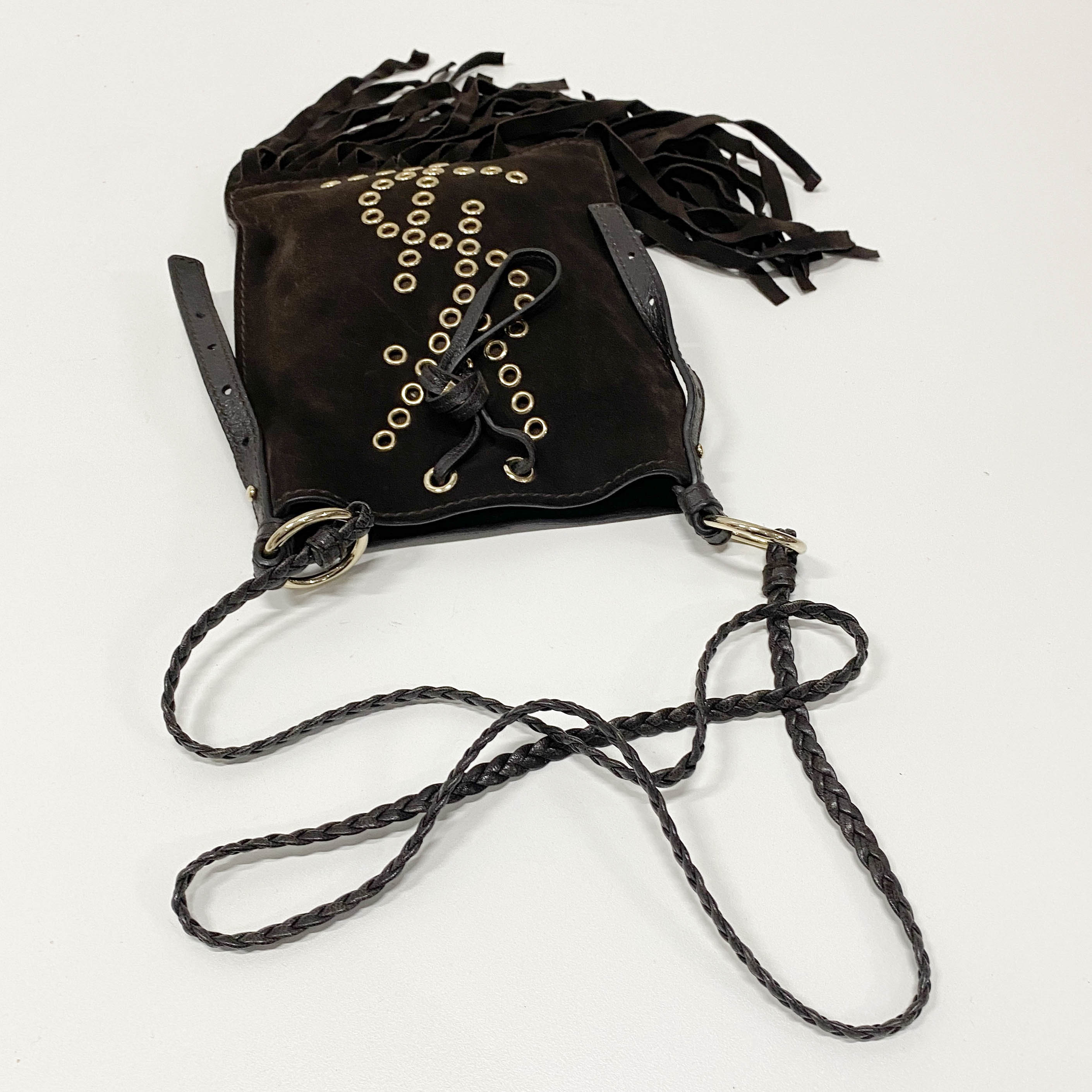 Anita Fringe Brown Suede Crossbody Bag