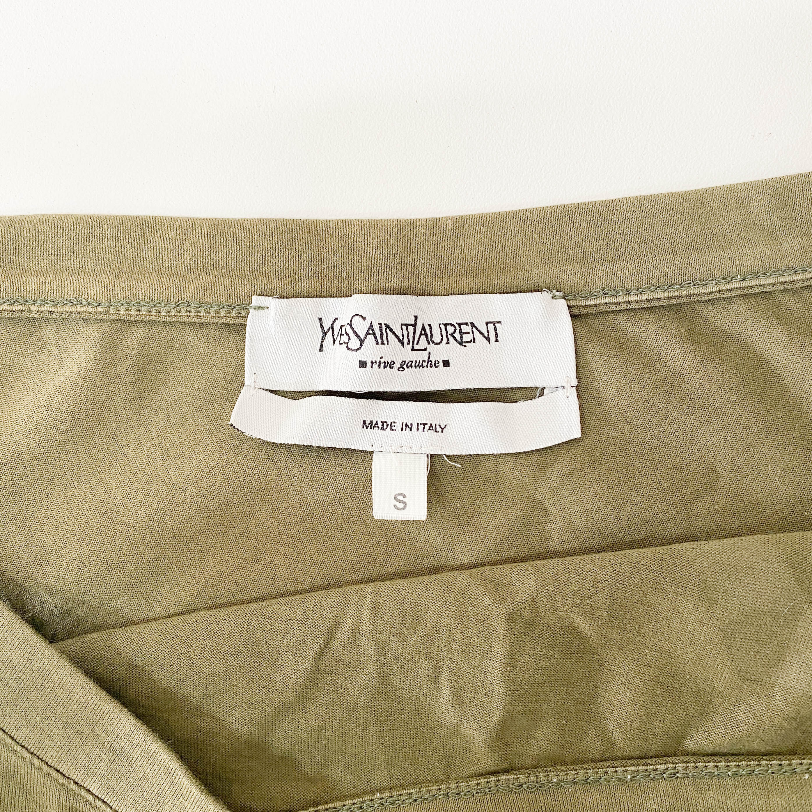 Size S Asymmetric Green Cotton Shoulder Top