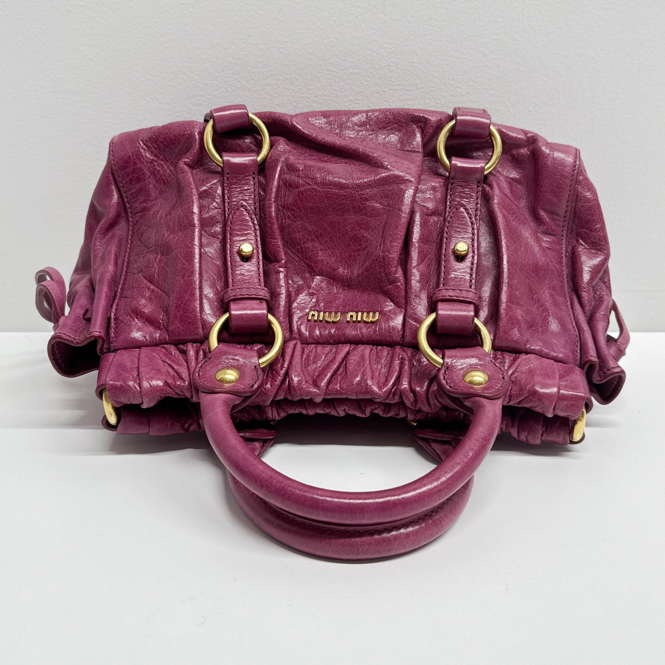Mini Vitello Bauletto Pink Leather Two Way Bag
