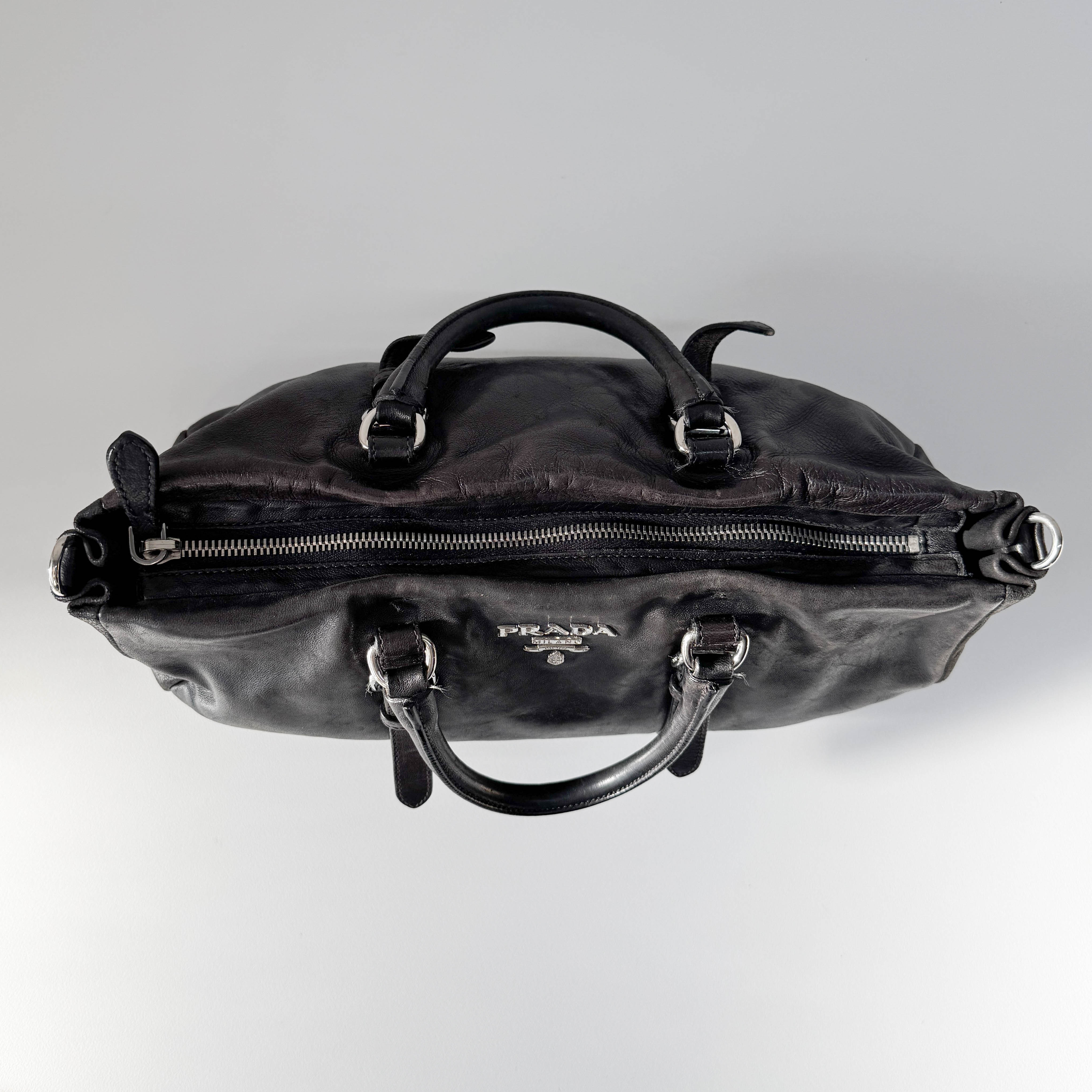 Vintage Black Leather Hand Bag