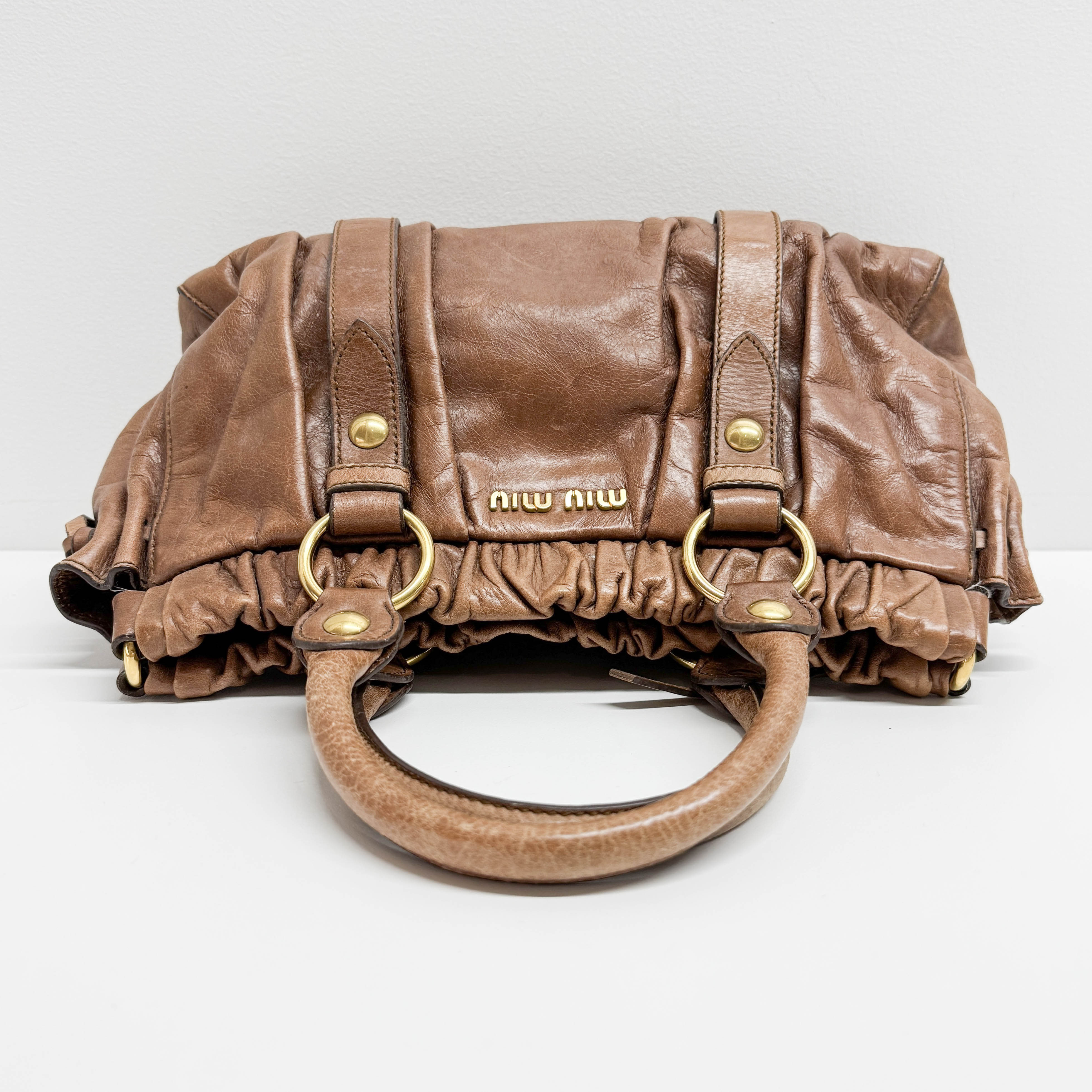 Vitello Bauletto Brown Leather Two Way Bag