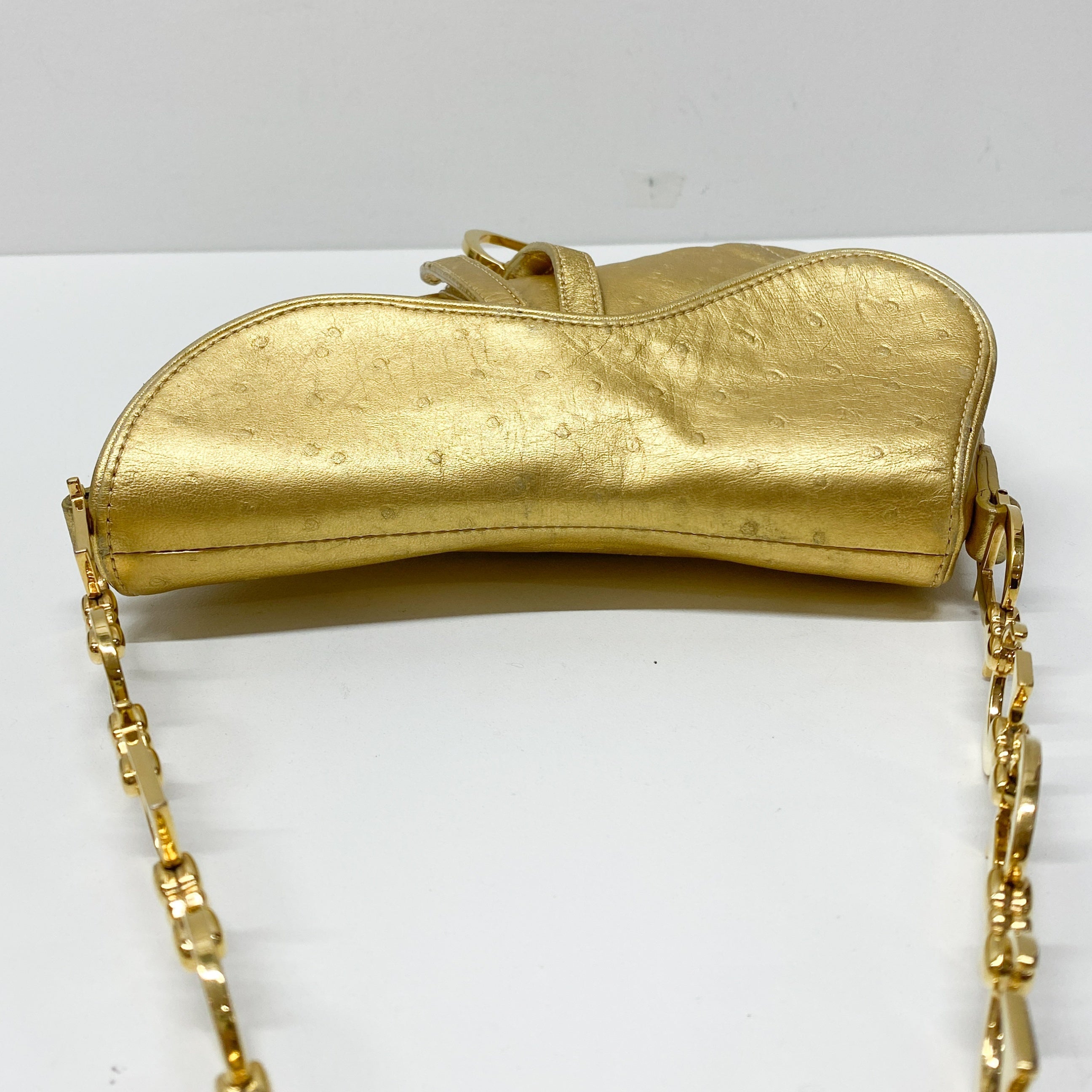 Saddle Gold Leather Shoulder Bag