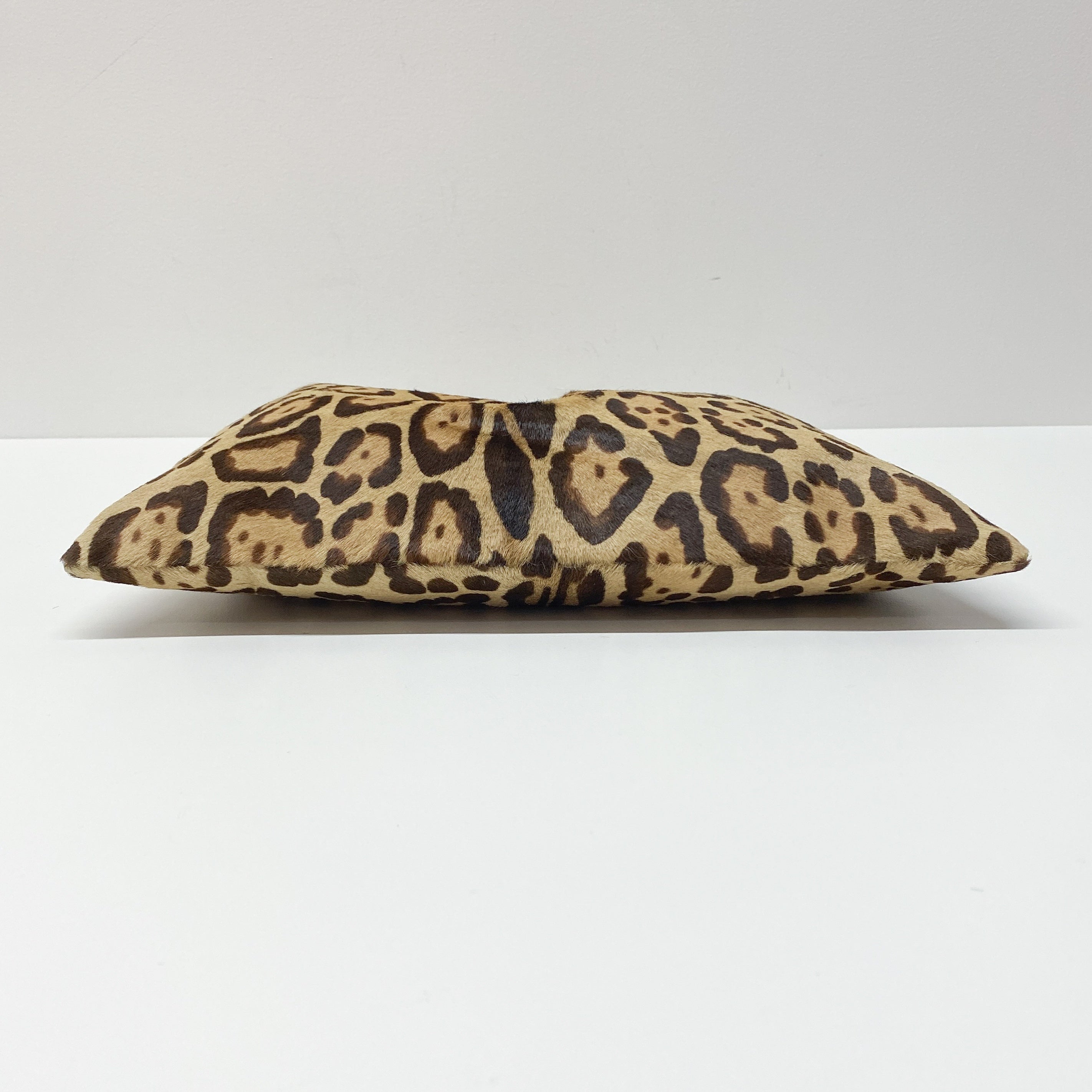 Brown Leopard Print Pony Hair Ring Handle Tote Bag