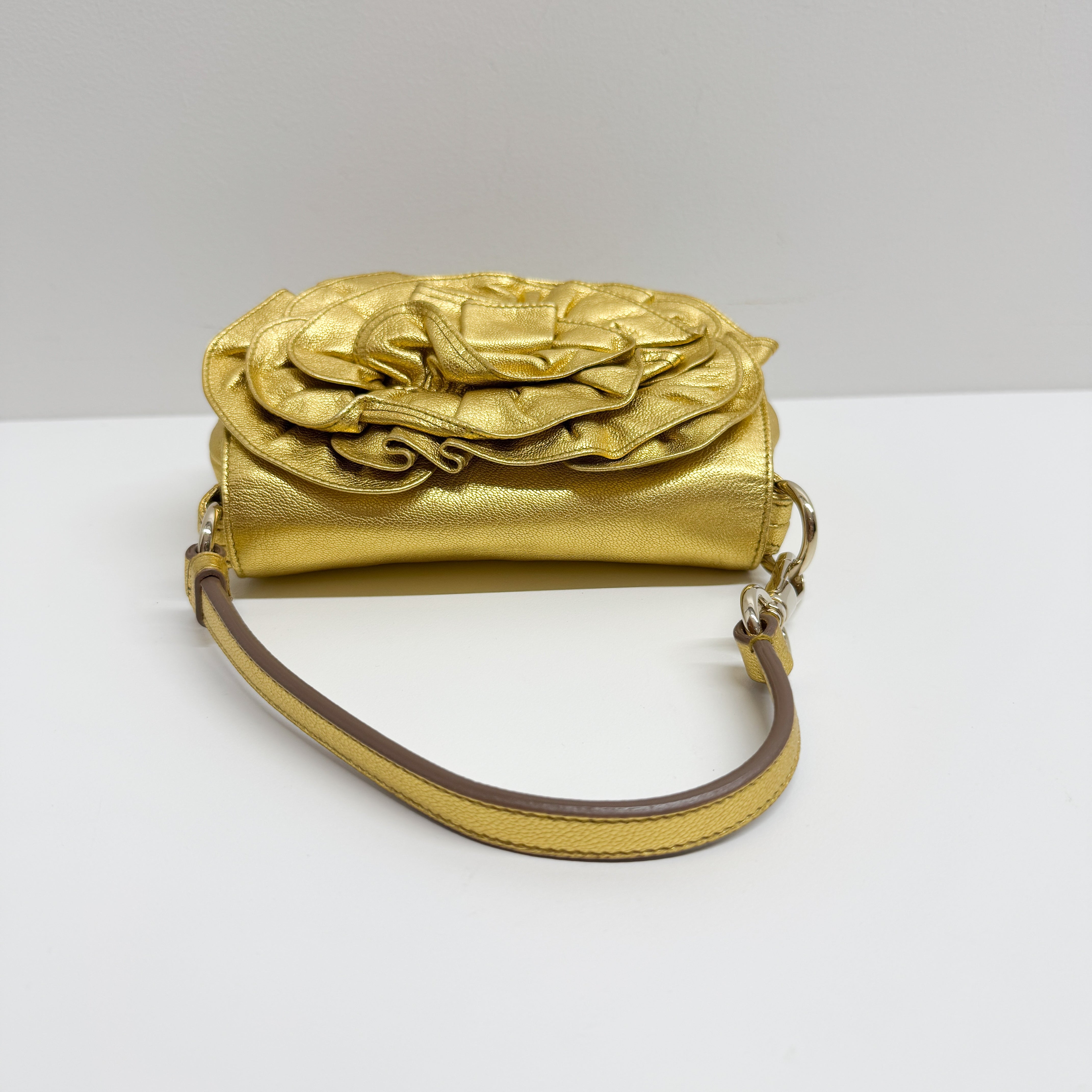 Vintage Mini Gold Leather Hand Bag