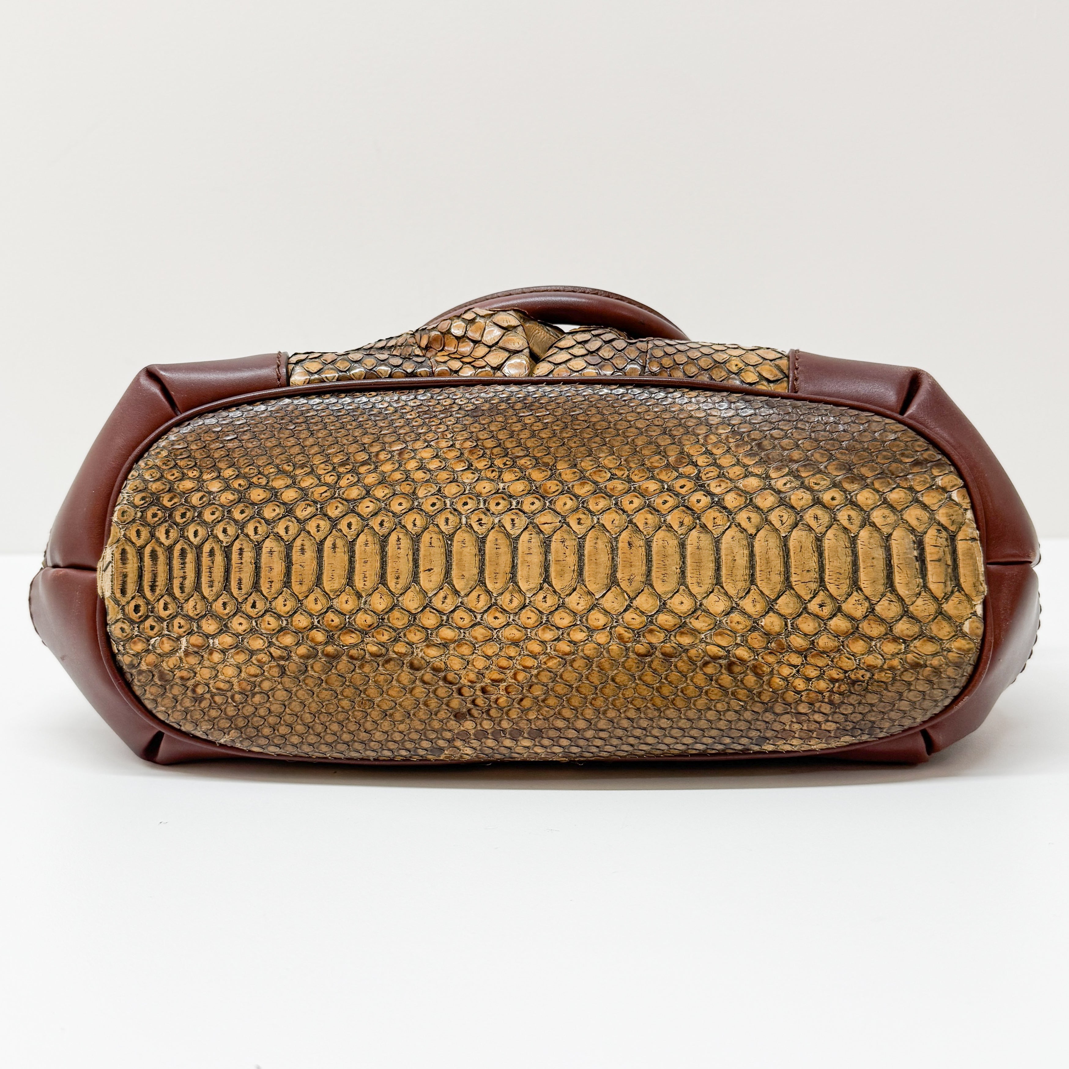 Sukey Brown Embossed Python Two-Way Bag