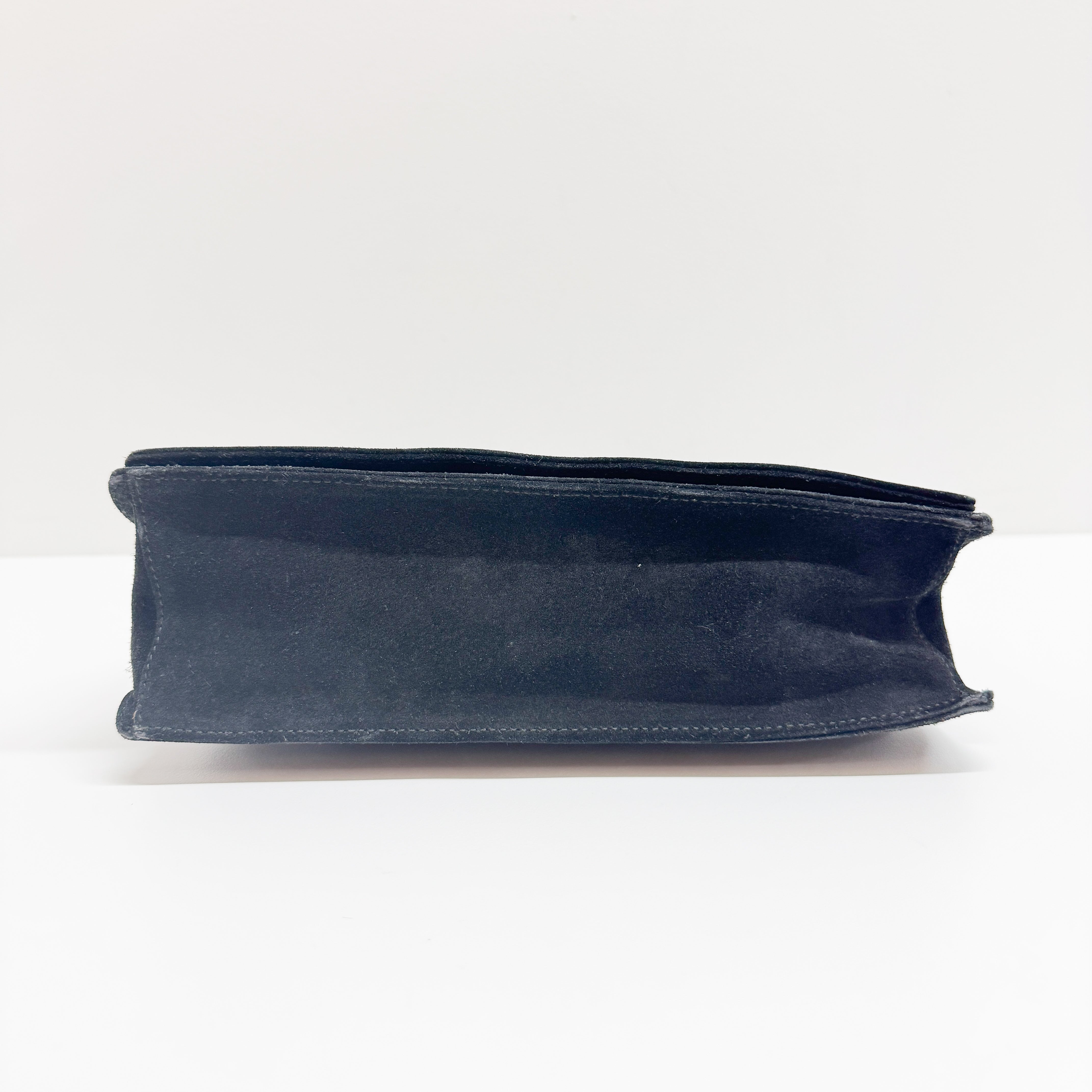 Bamboo Black Suede Shoulder Bag