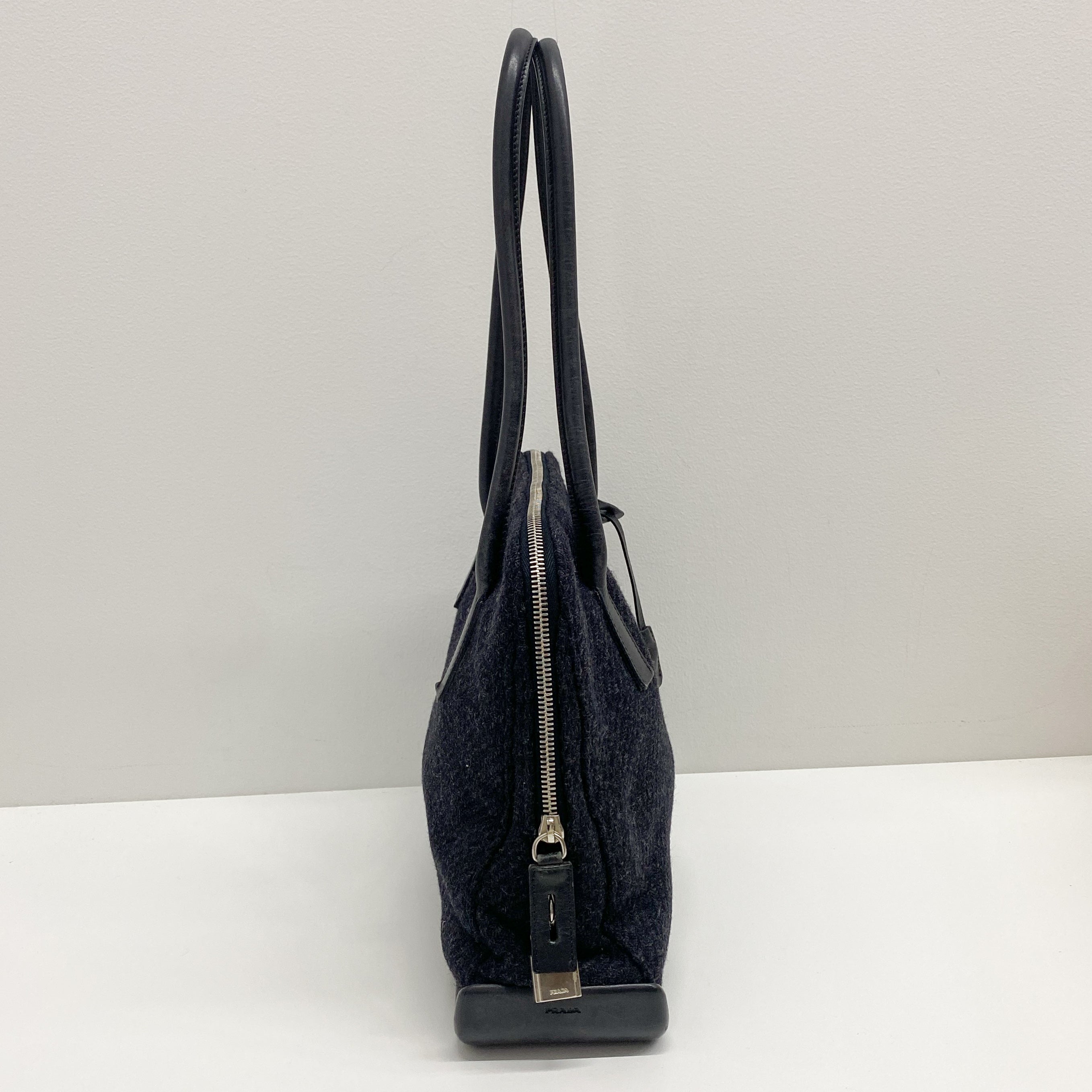 Vintage Black Wool Shoulder Bag